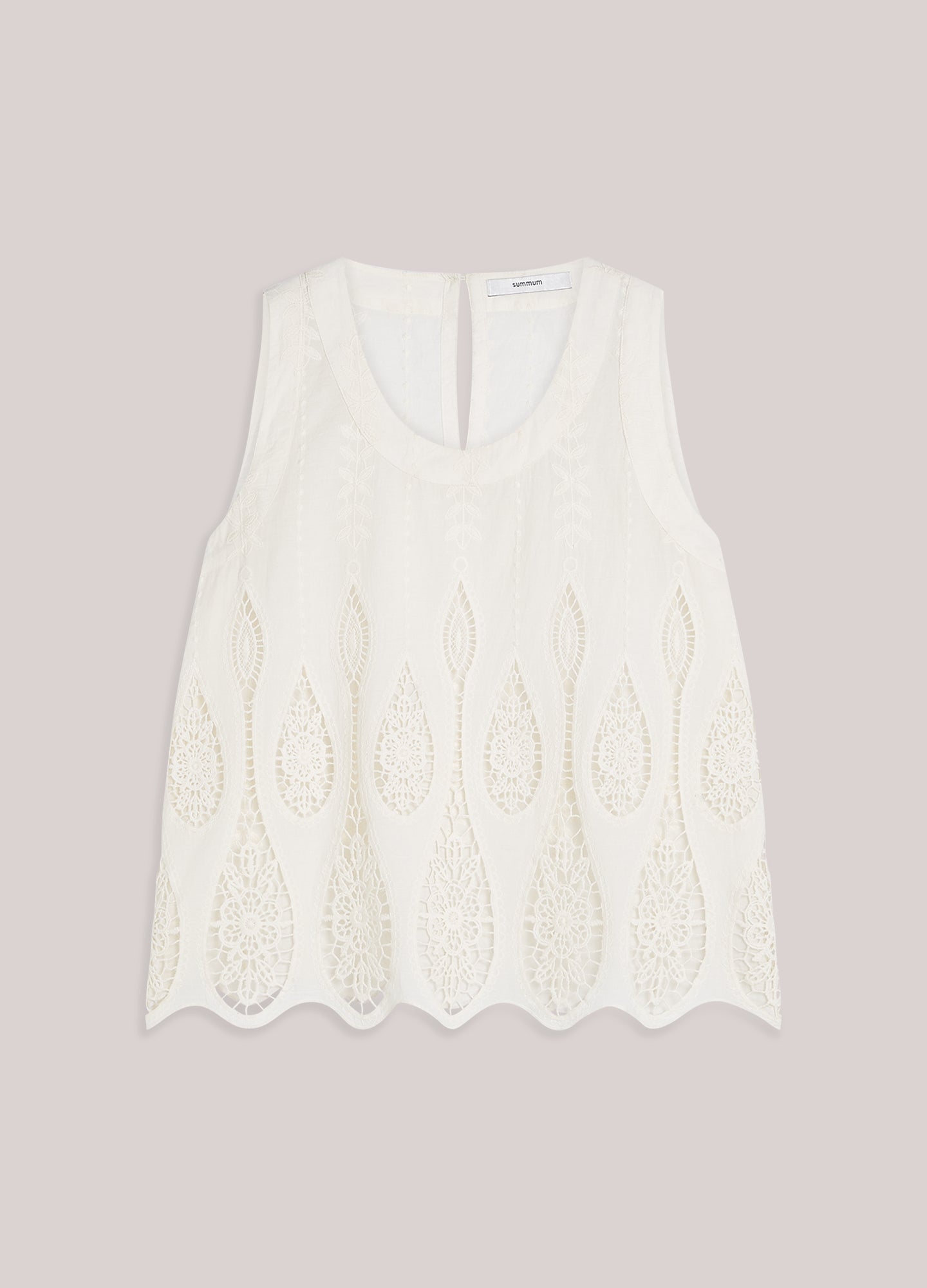 Besticktes, ärmelloses Top