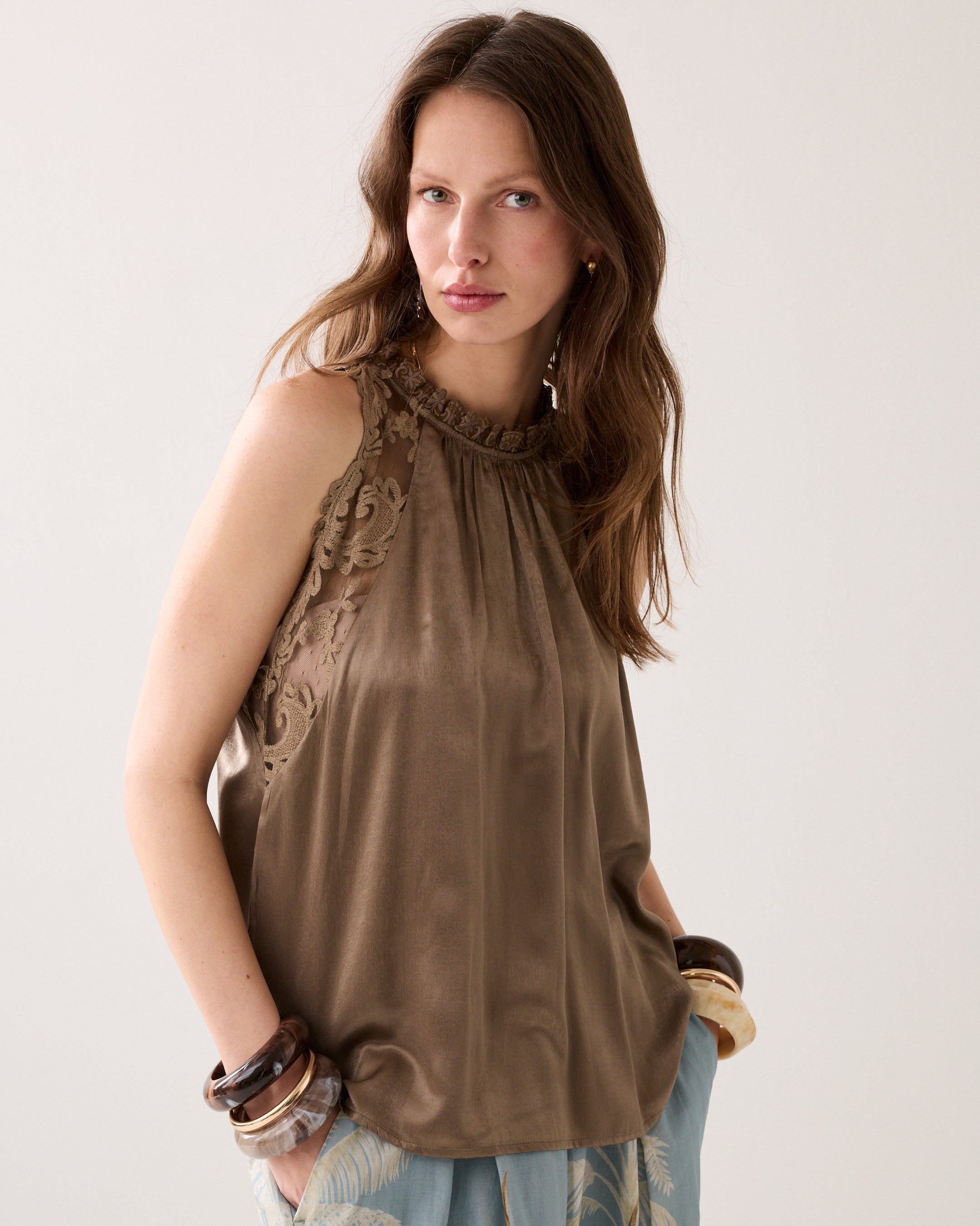 Halter top with lace
