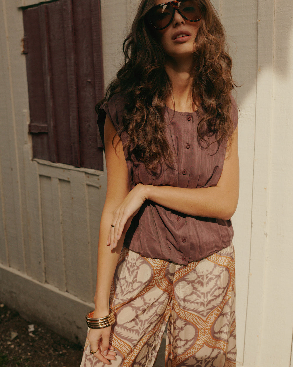 Geplooide blouse met glans