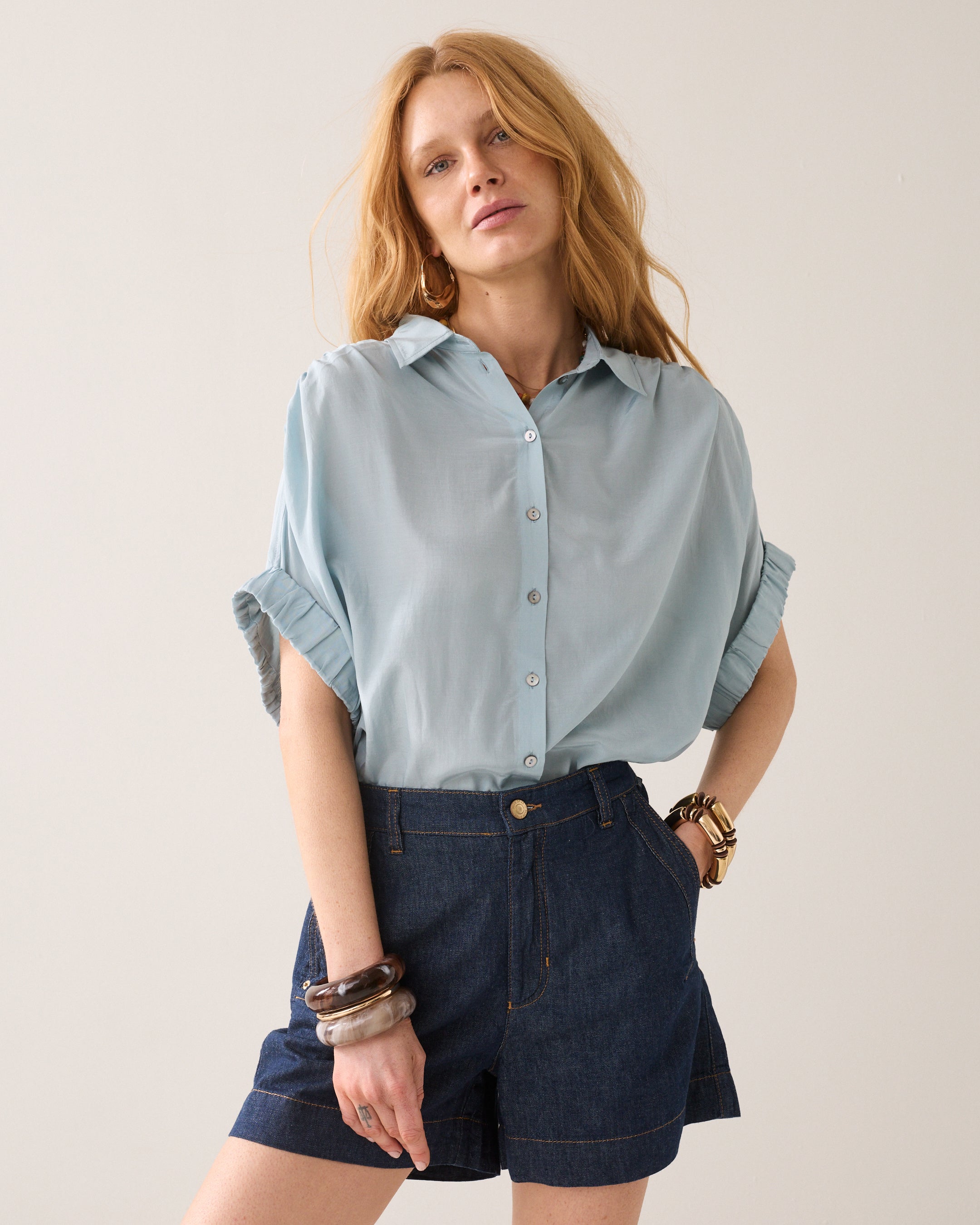 Wear-your-way blouse glanzend
