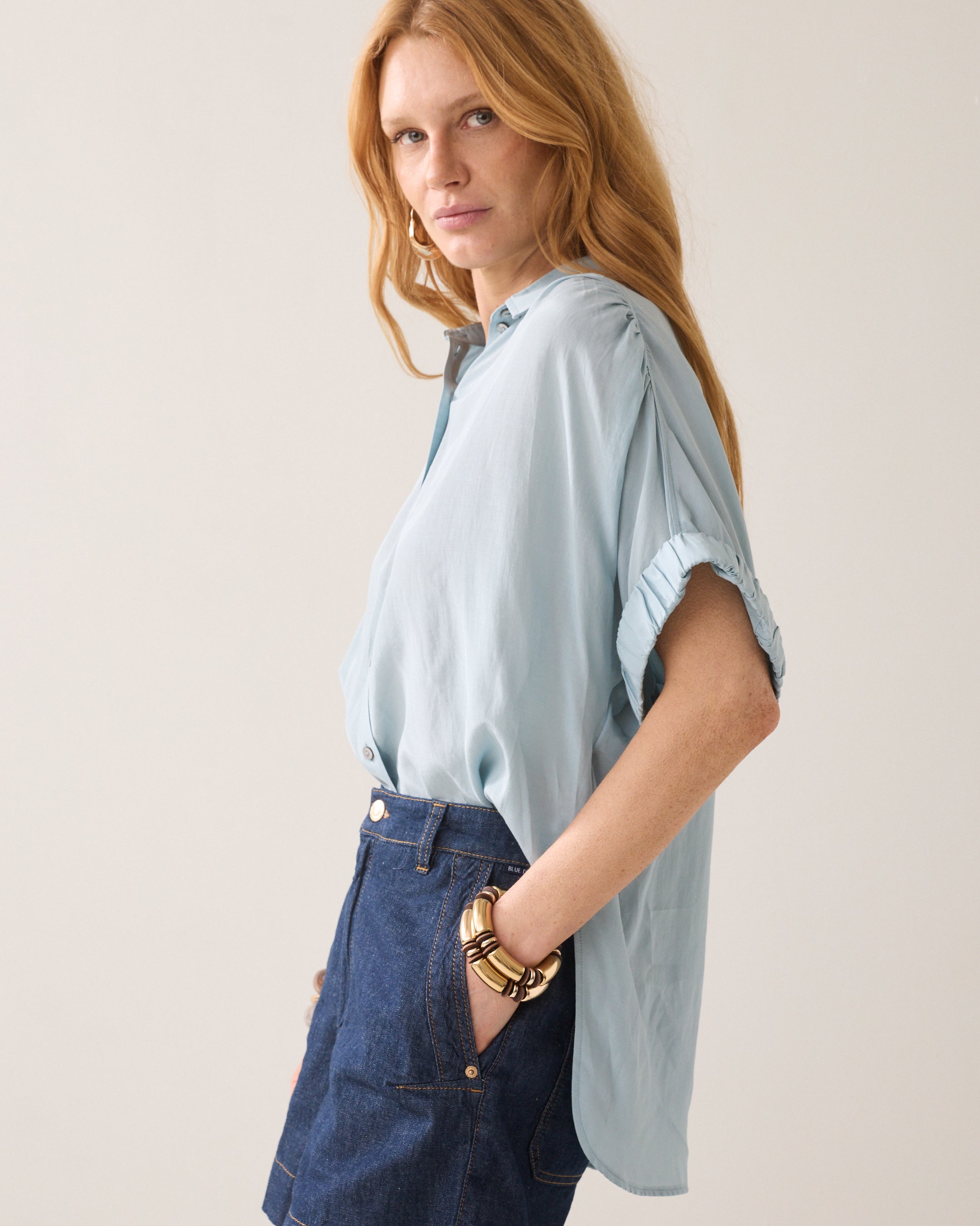 Wear-your-way blouse glanzend