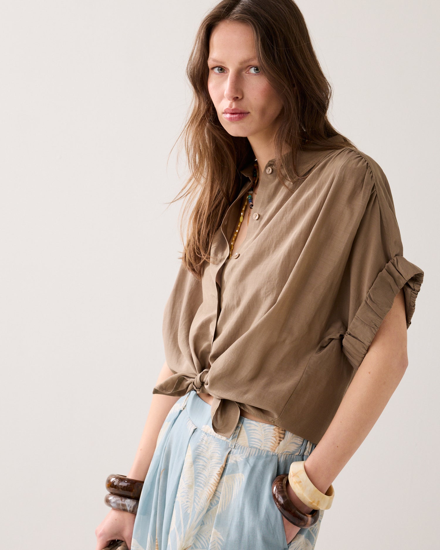 Wear-your-way blouse glanzend