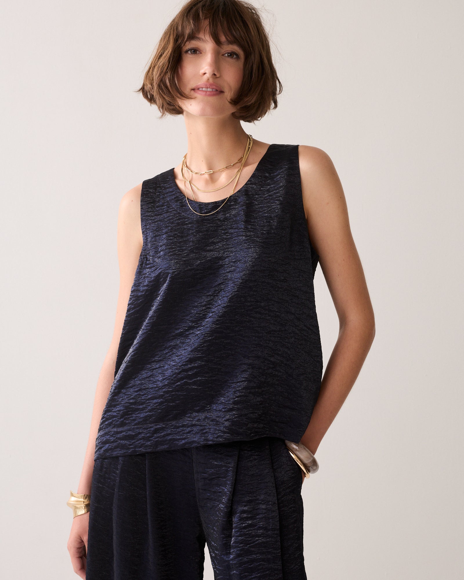 Metallic mouwloze top