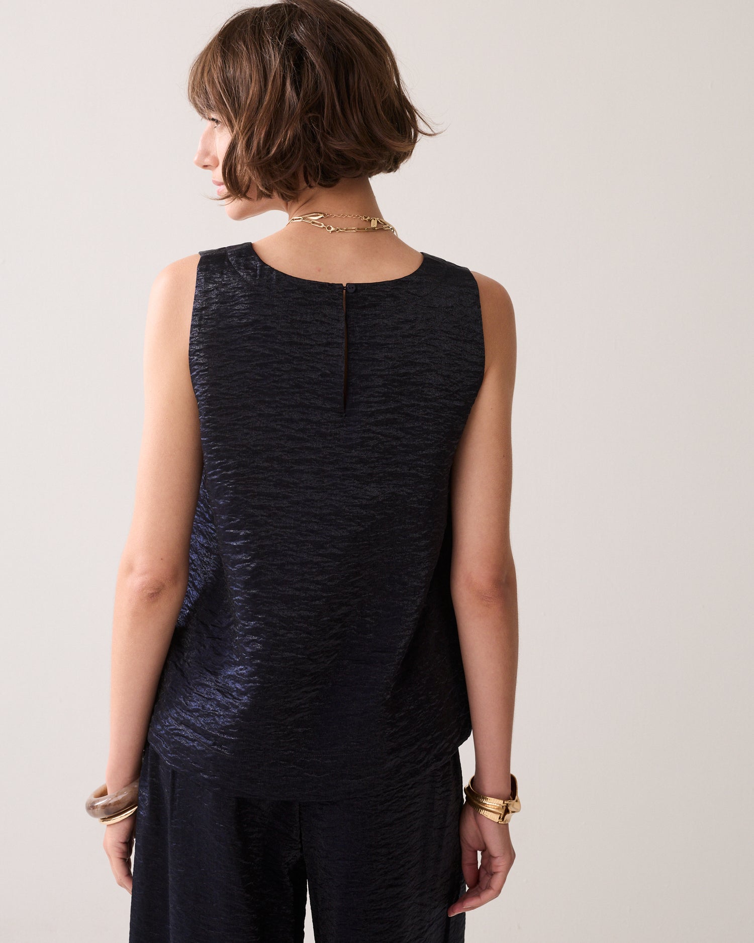 Metallic mouwloze top