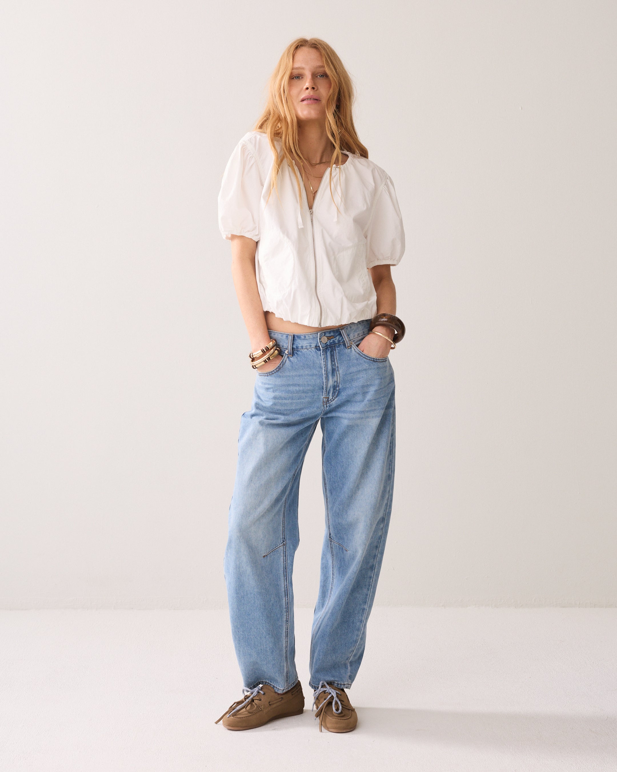 Canvas blouse met rits