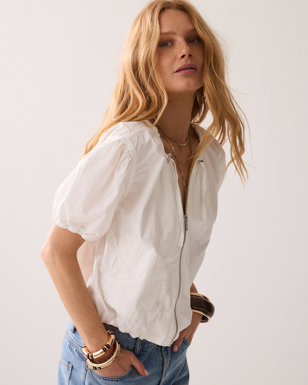 Canvas blouse met rits