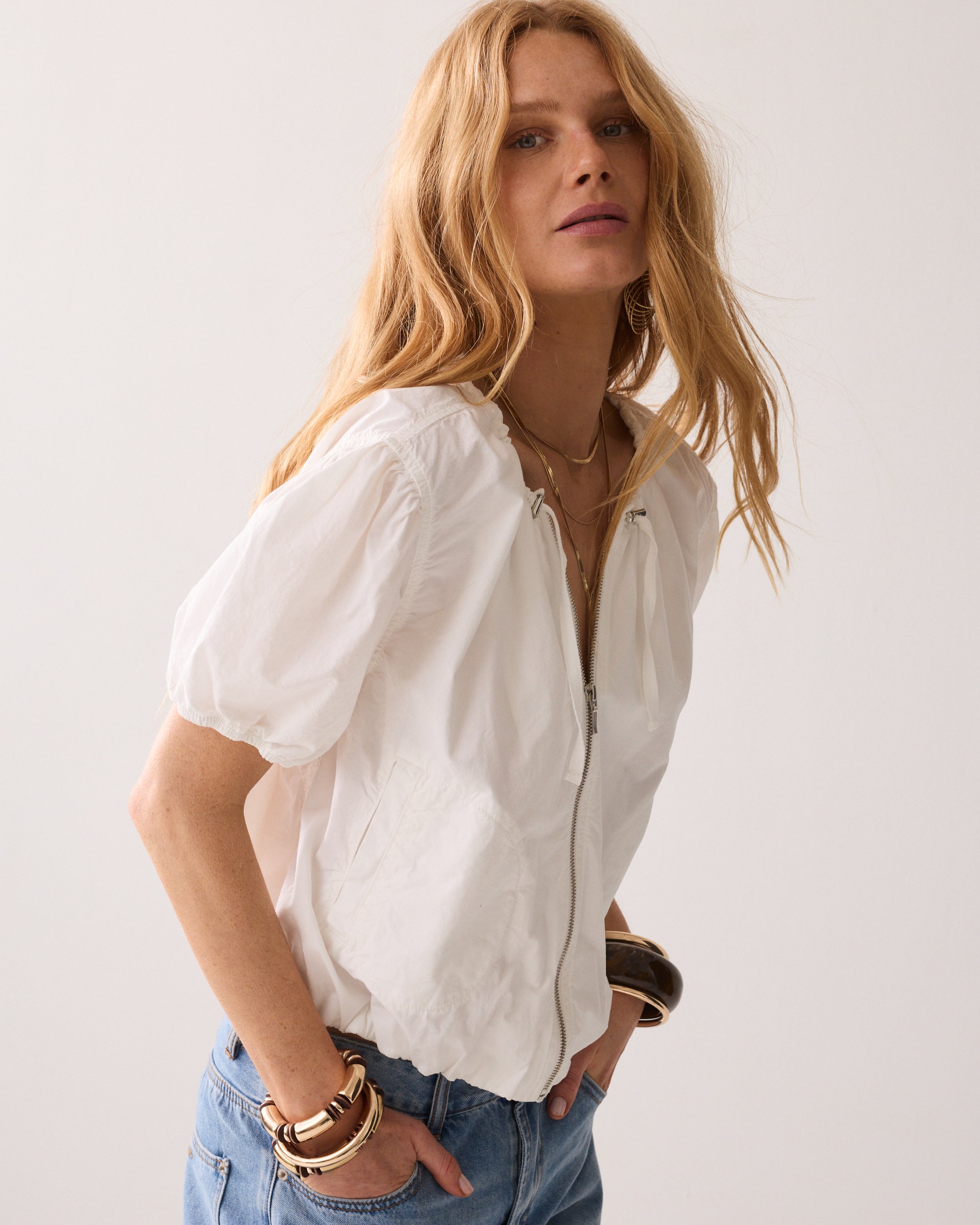 Canvas blouse met rits