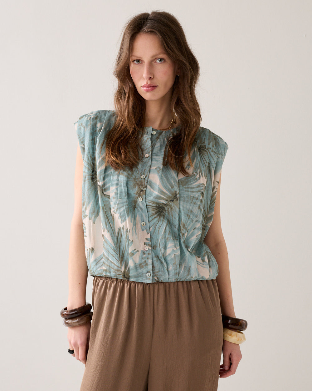 Geplooide blouse met print