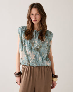 Geplooide blouse met print