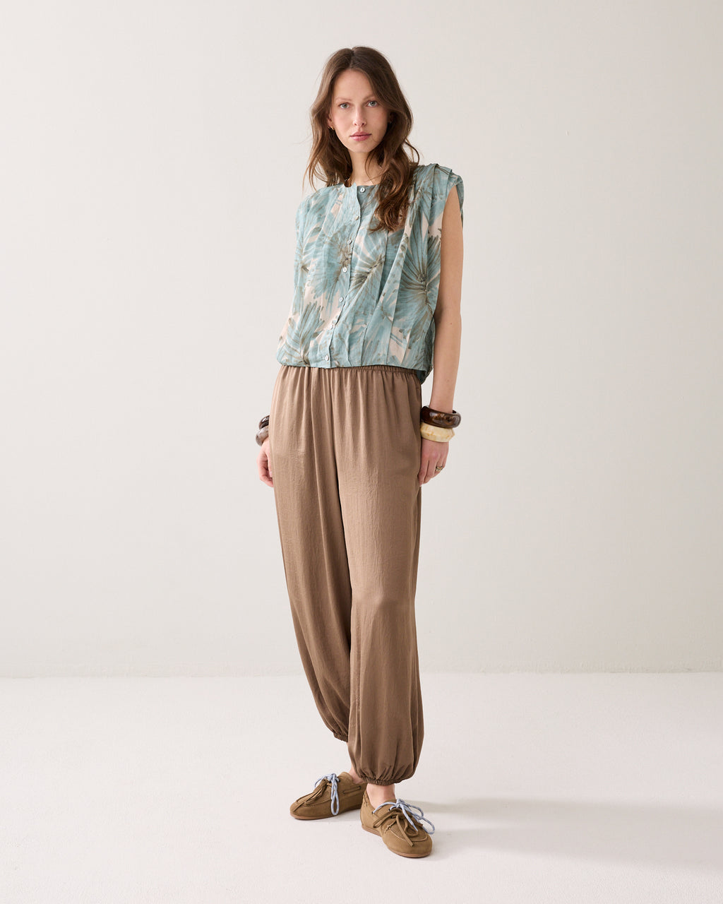 Faltenbluse mit Print