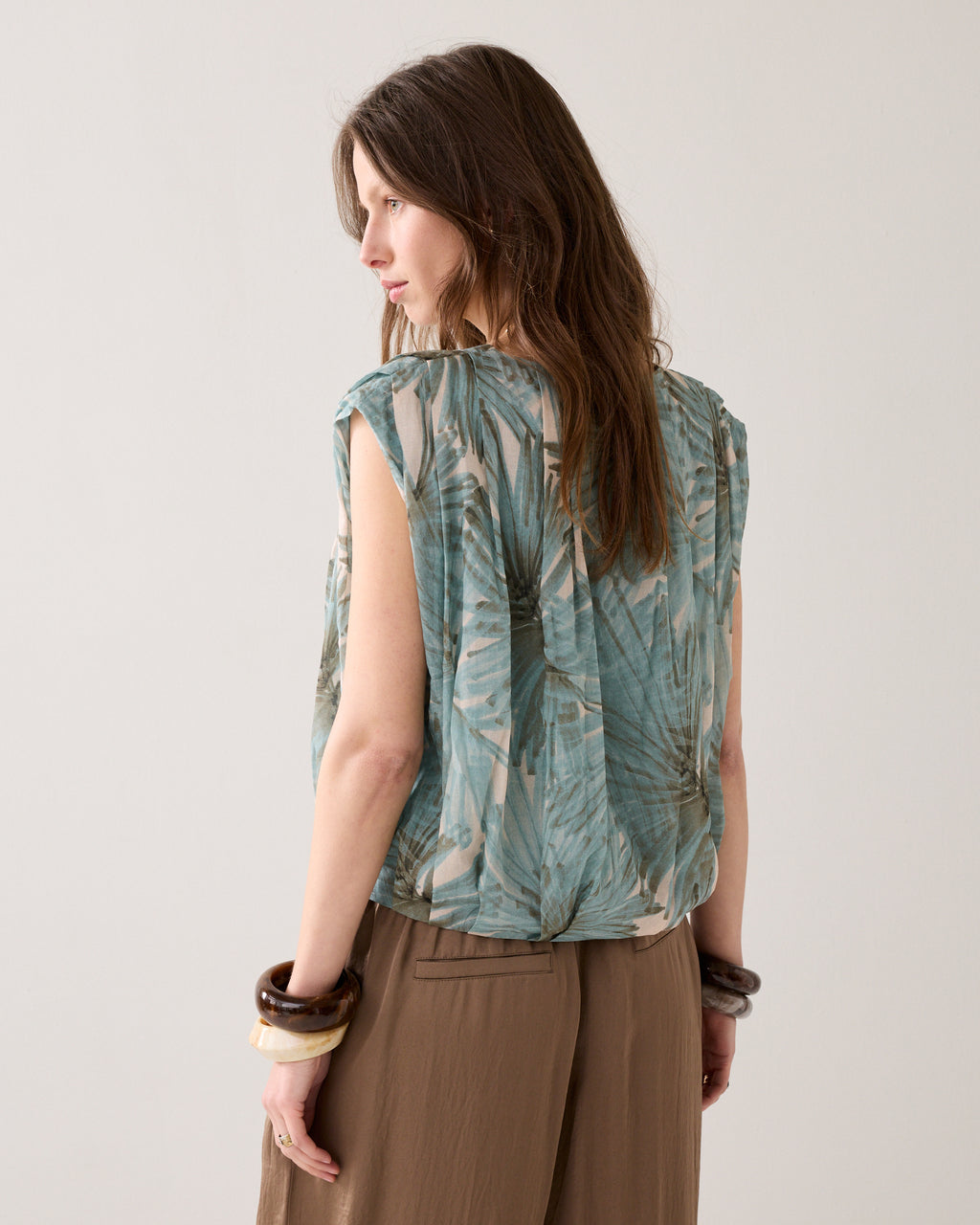 Faltenbluse mit Print