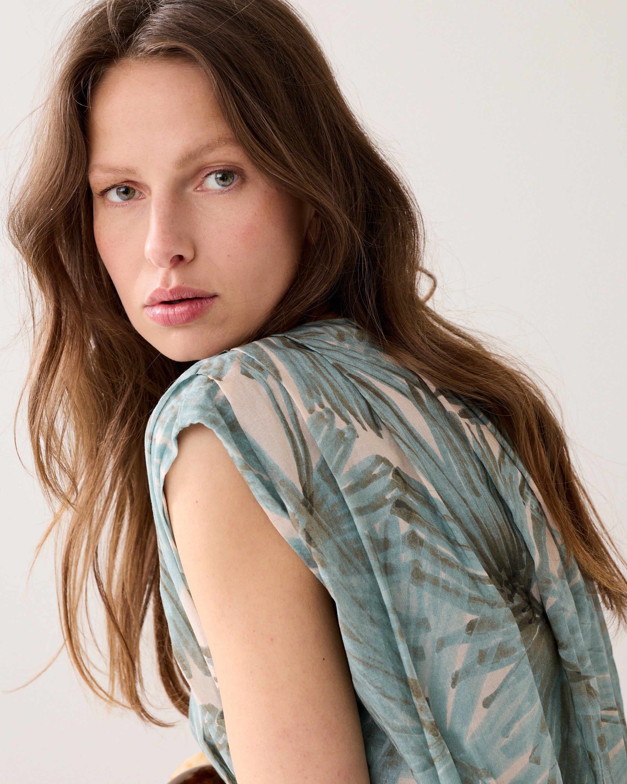 Faltenbluse mit Print