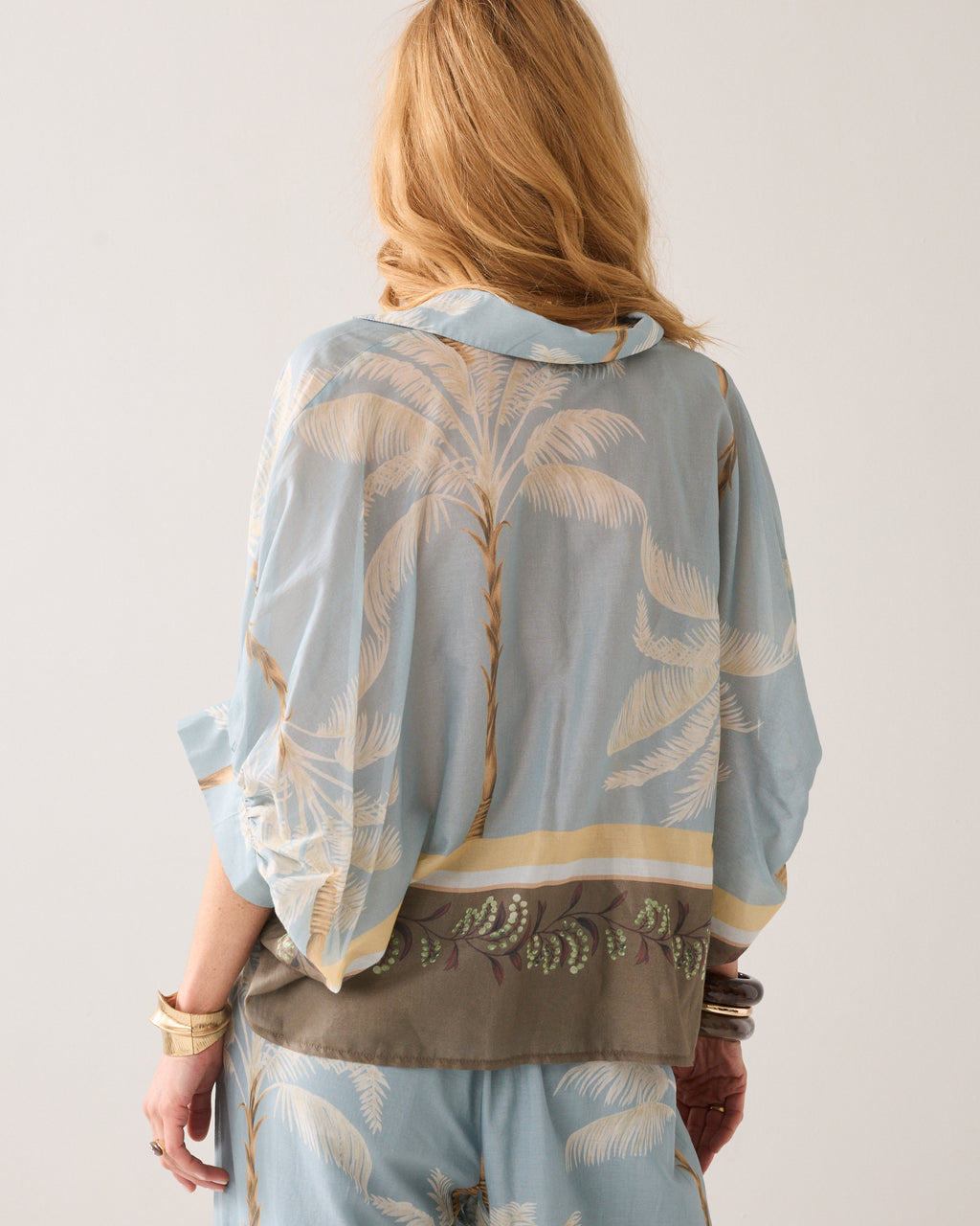 Transparante blouse strandprint