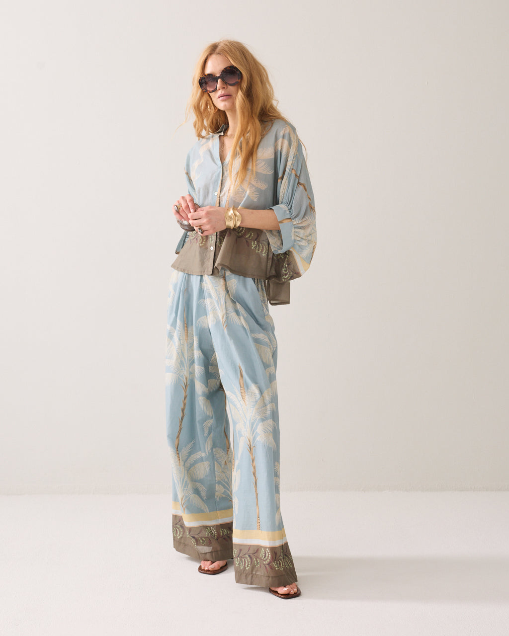 Transparante blouse strandprint