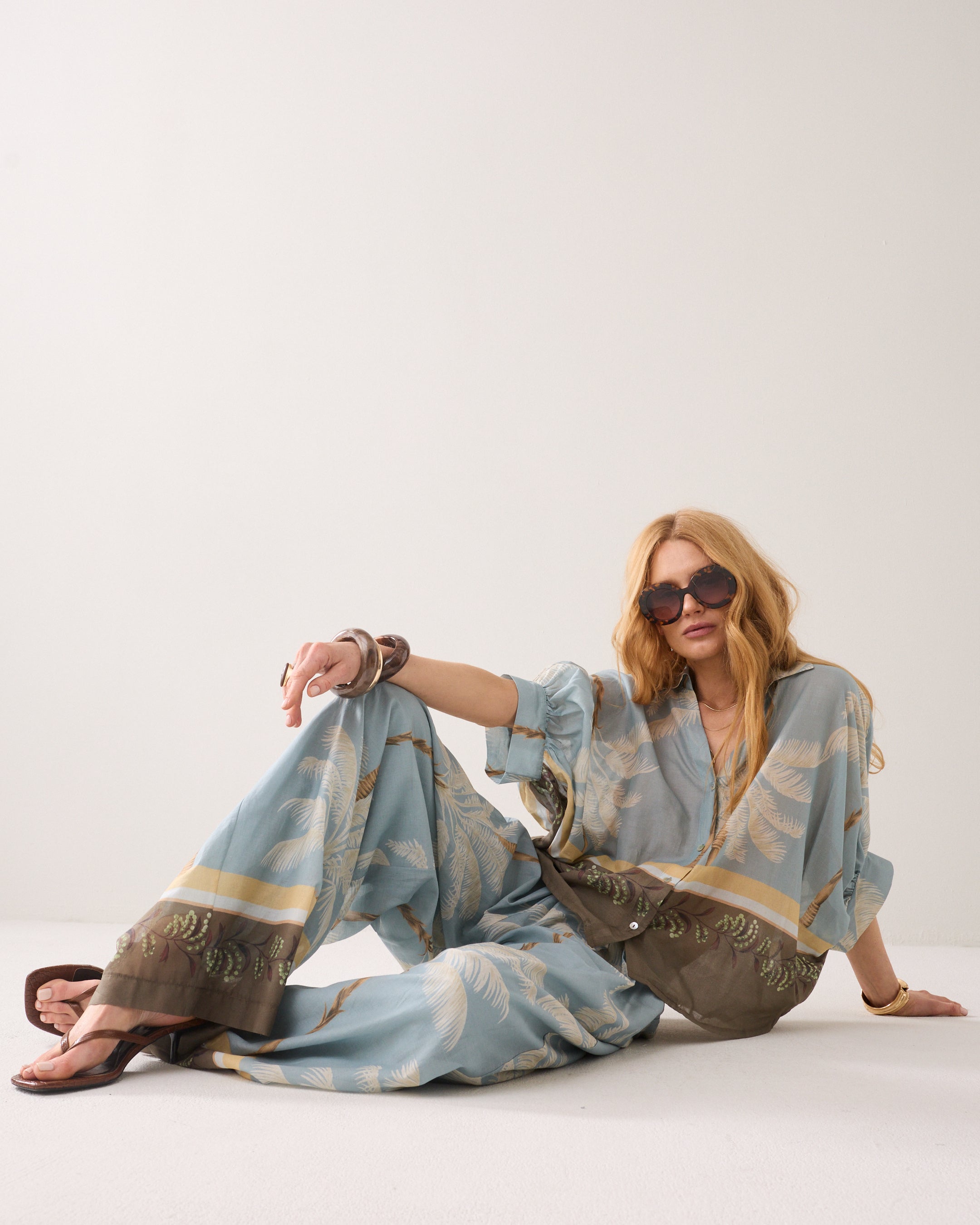 Transparante blouse strandprint