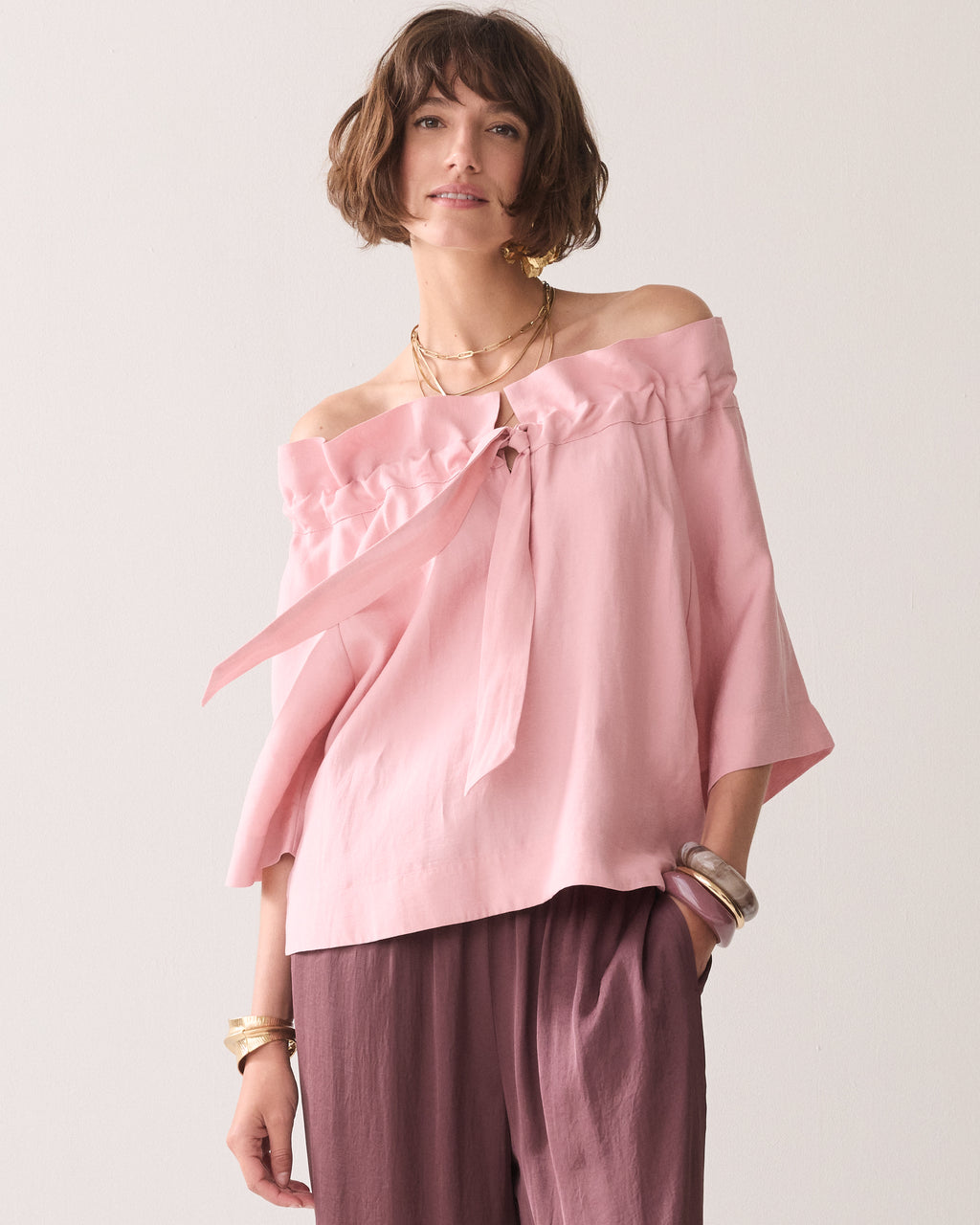 Top « wear-your-way » en mélange de lin