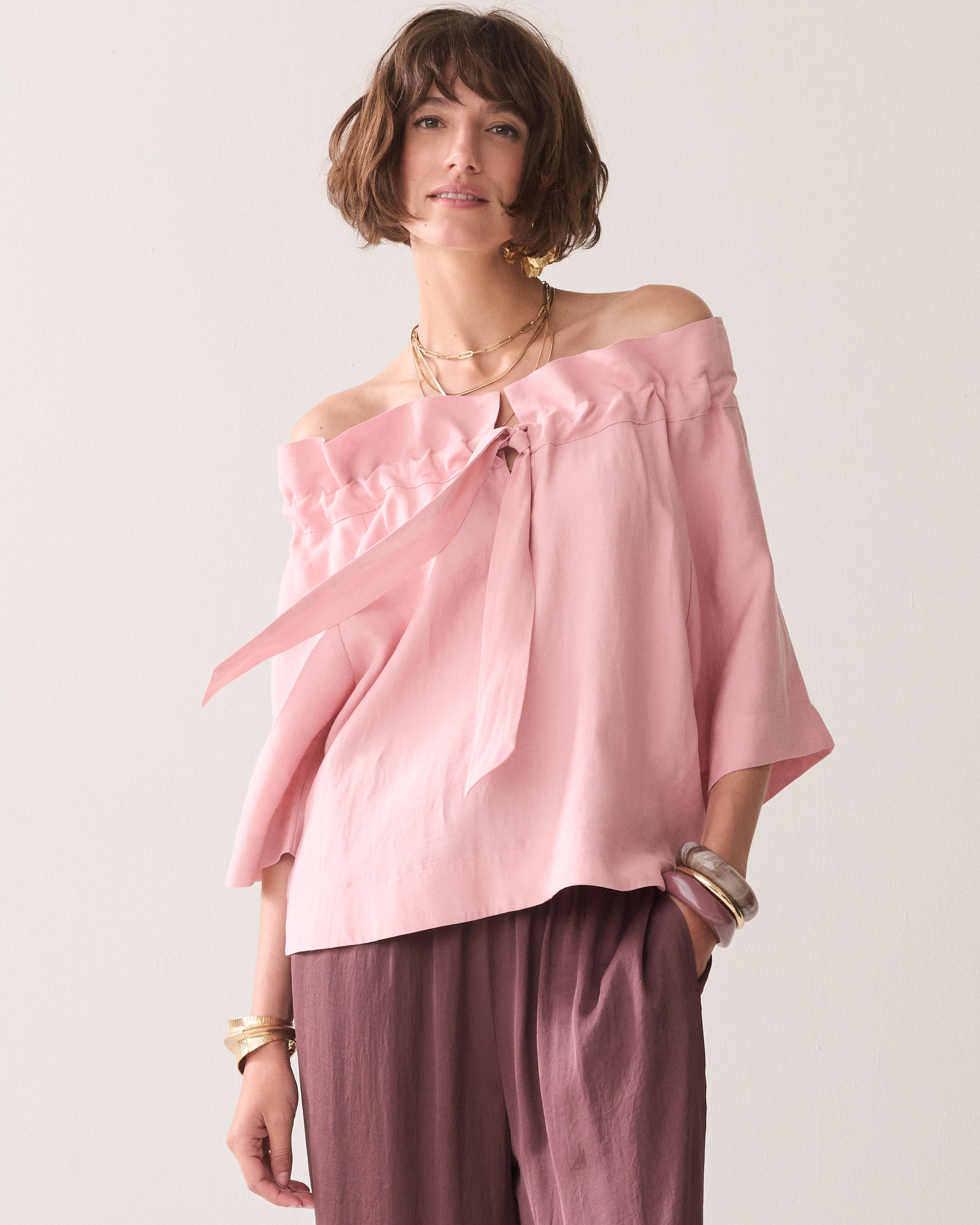 Top « wear-your-way » en mélange de lin