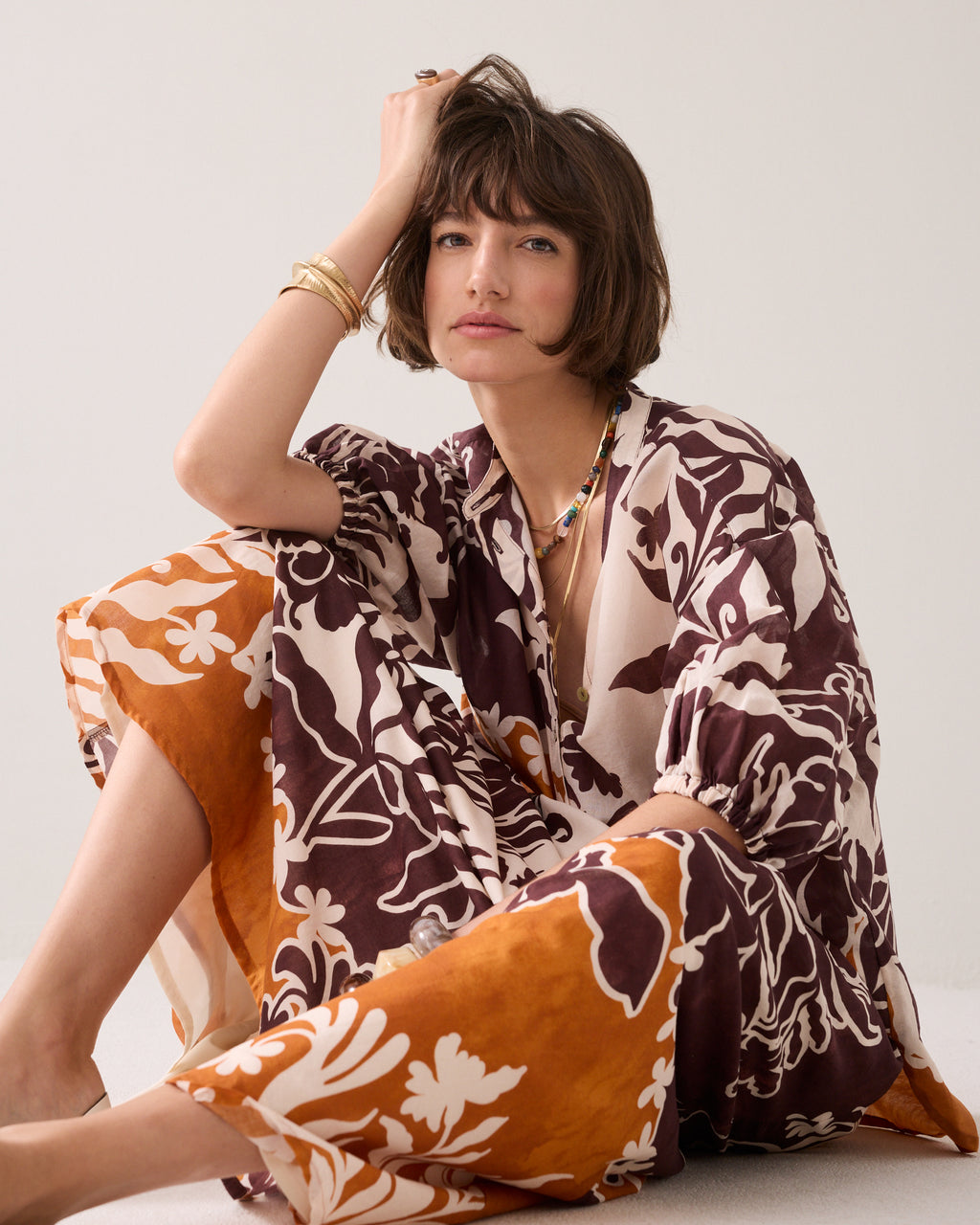 Chemisier en coton imprimé unique