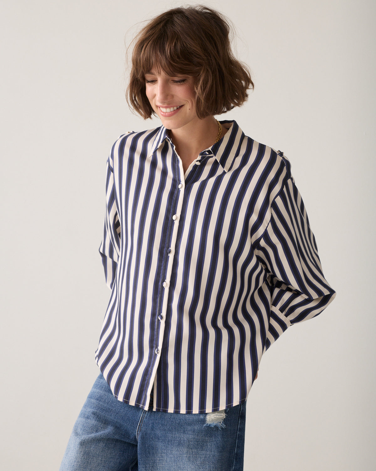 Satin striped blouse