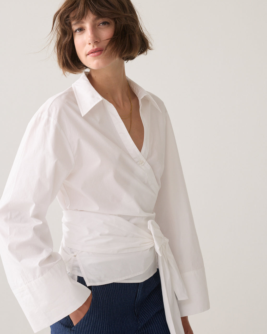 Wrapblouse crispy poplin