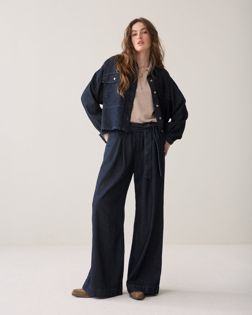Kimono blouse denim look
