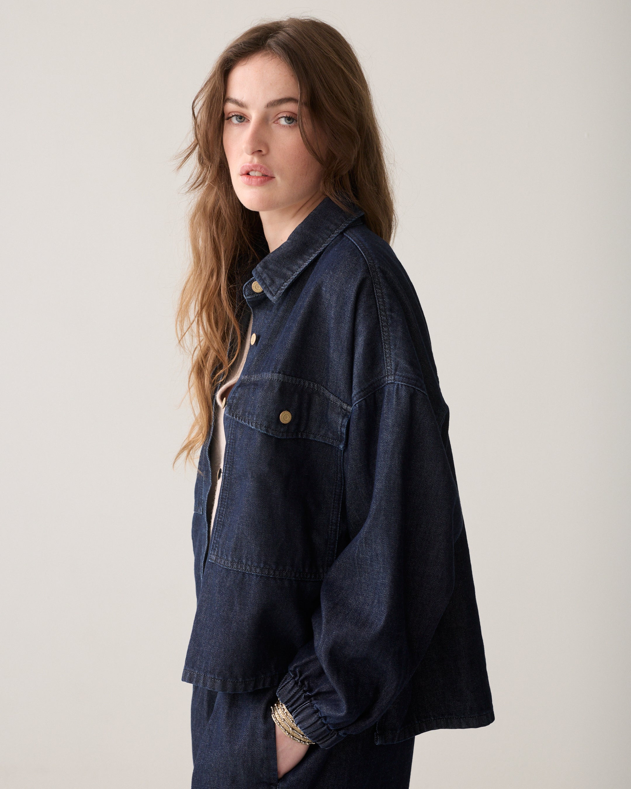 Kimono blouse denim look