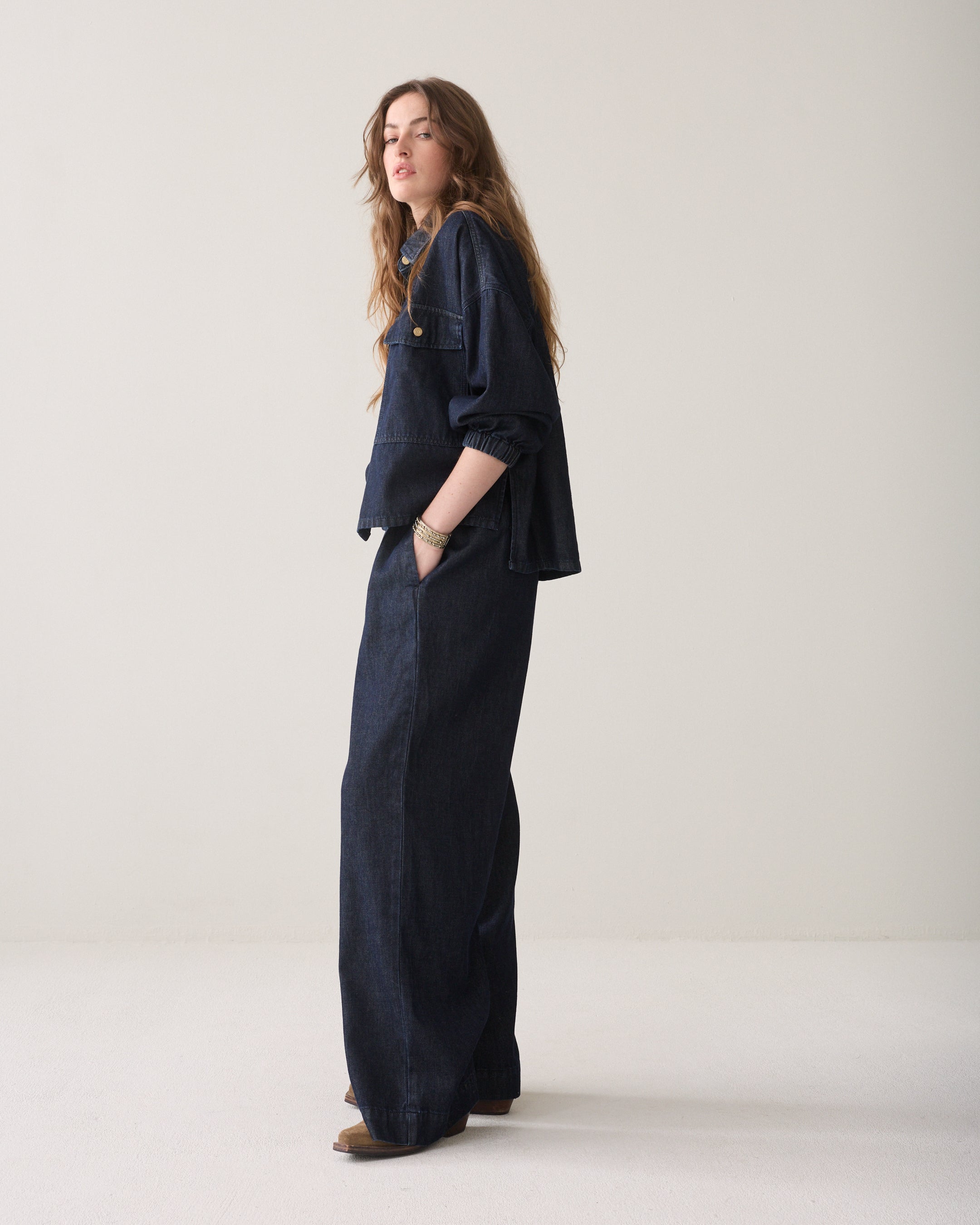 Kimono blouse denim look