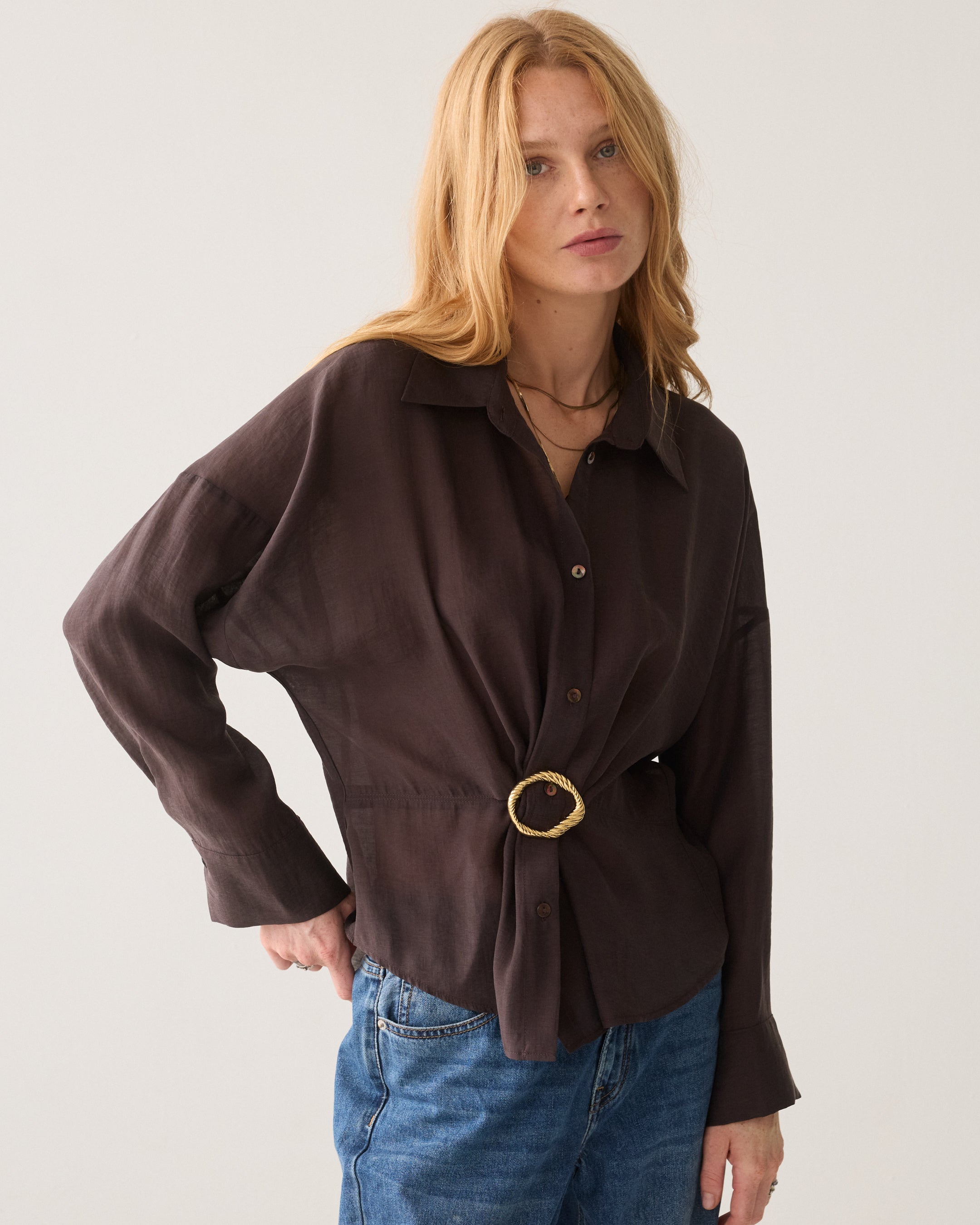 Wear-your-way blouse in lyocell