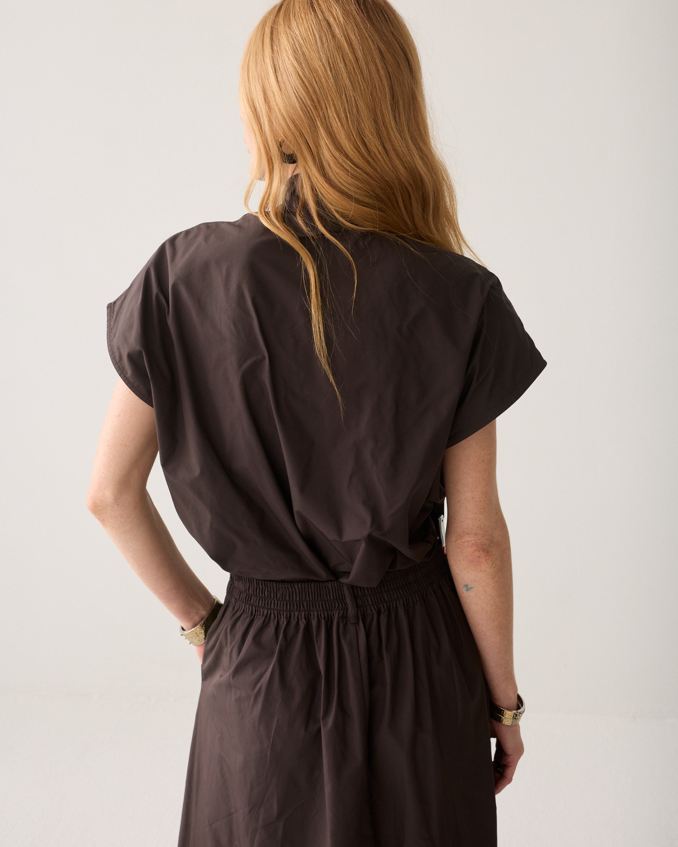 Taffeta shawl collar top