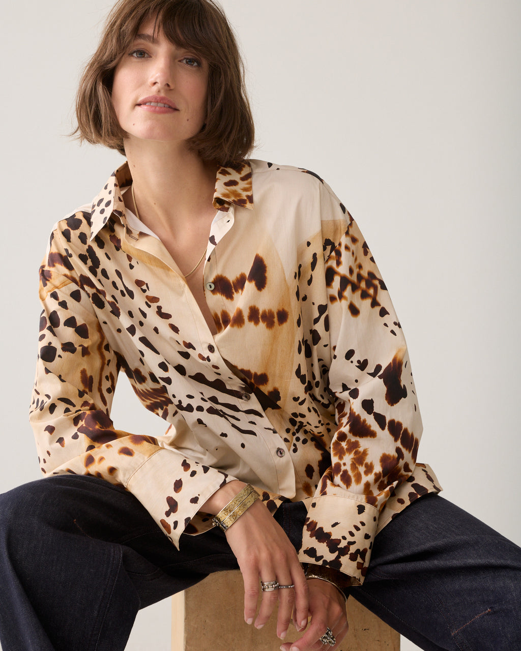Wear-your-way blouse with animal print
