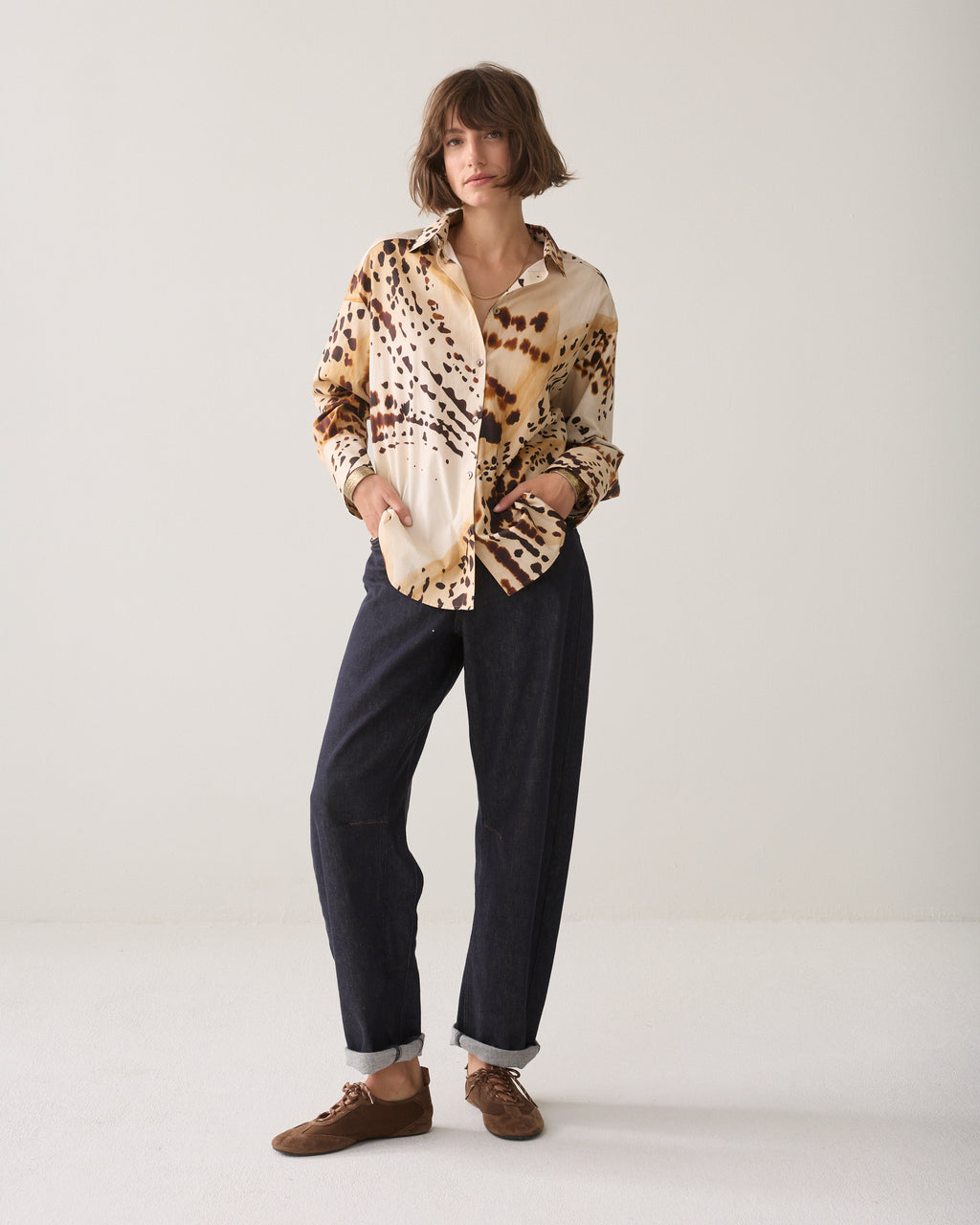Wear-your-way blouse with animal print