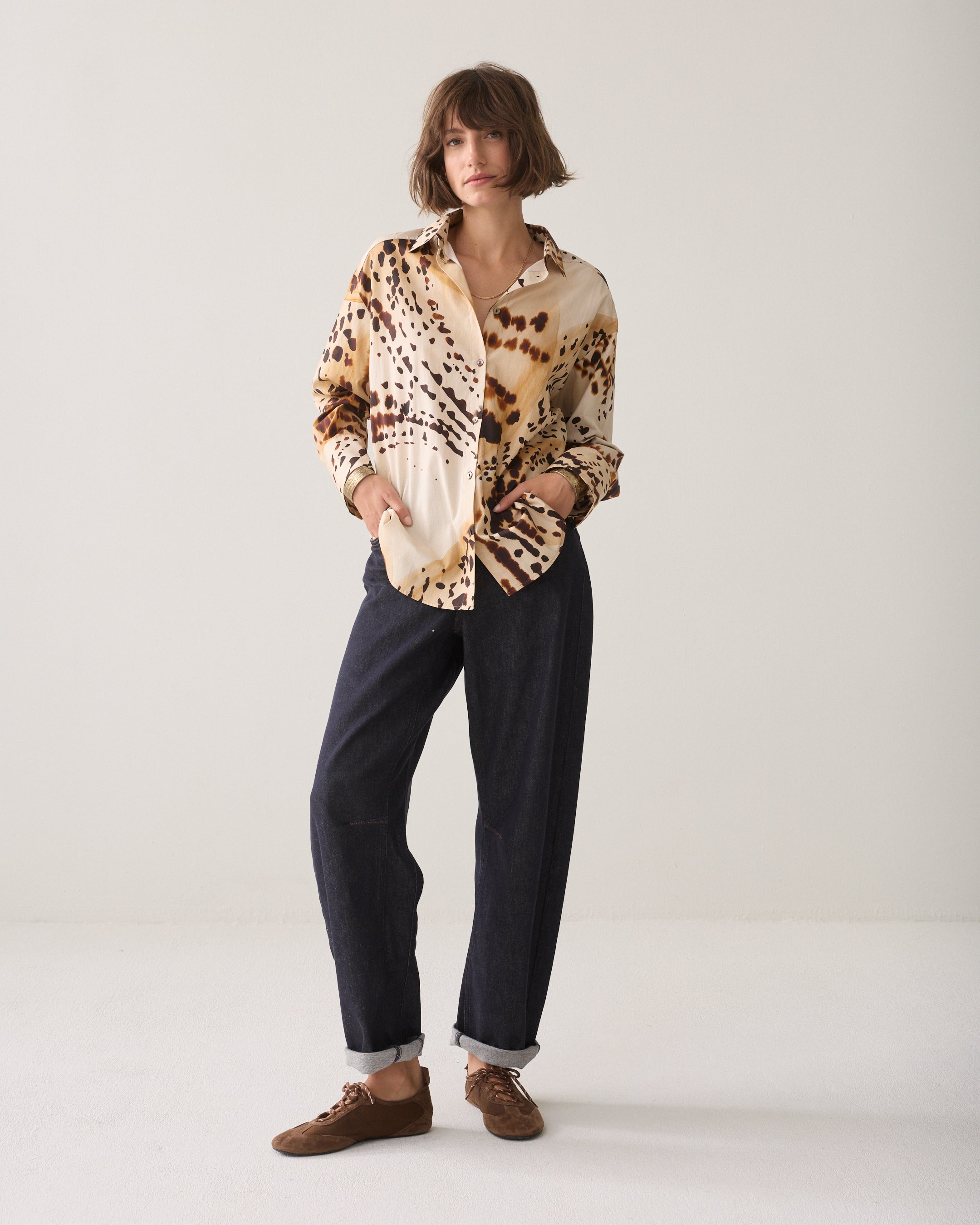 Wear-your-way blouse with animal print