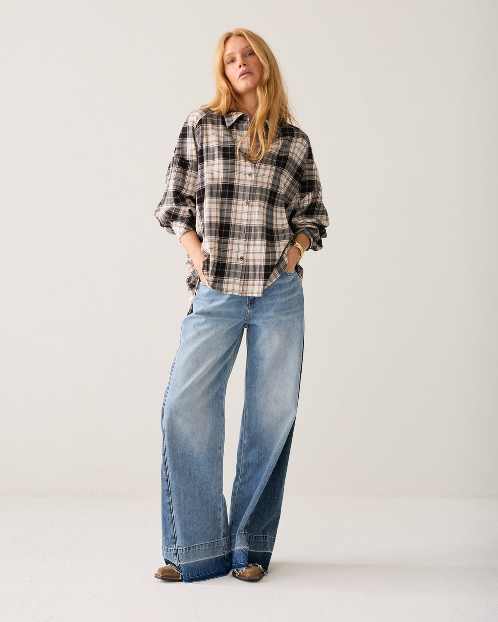 Flanellen ruitjesblouse