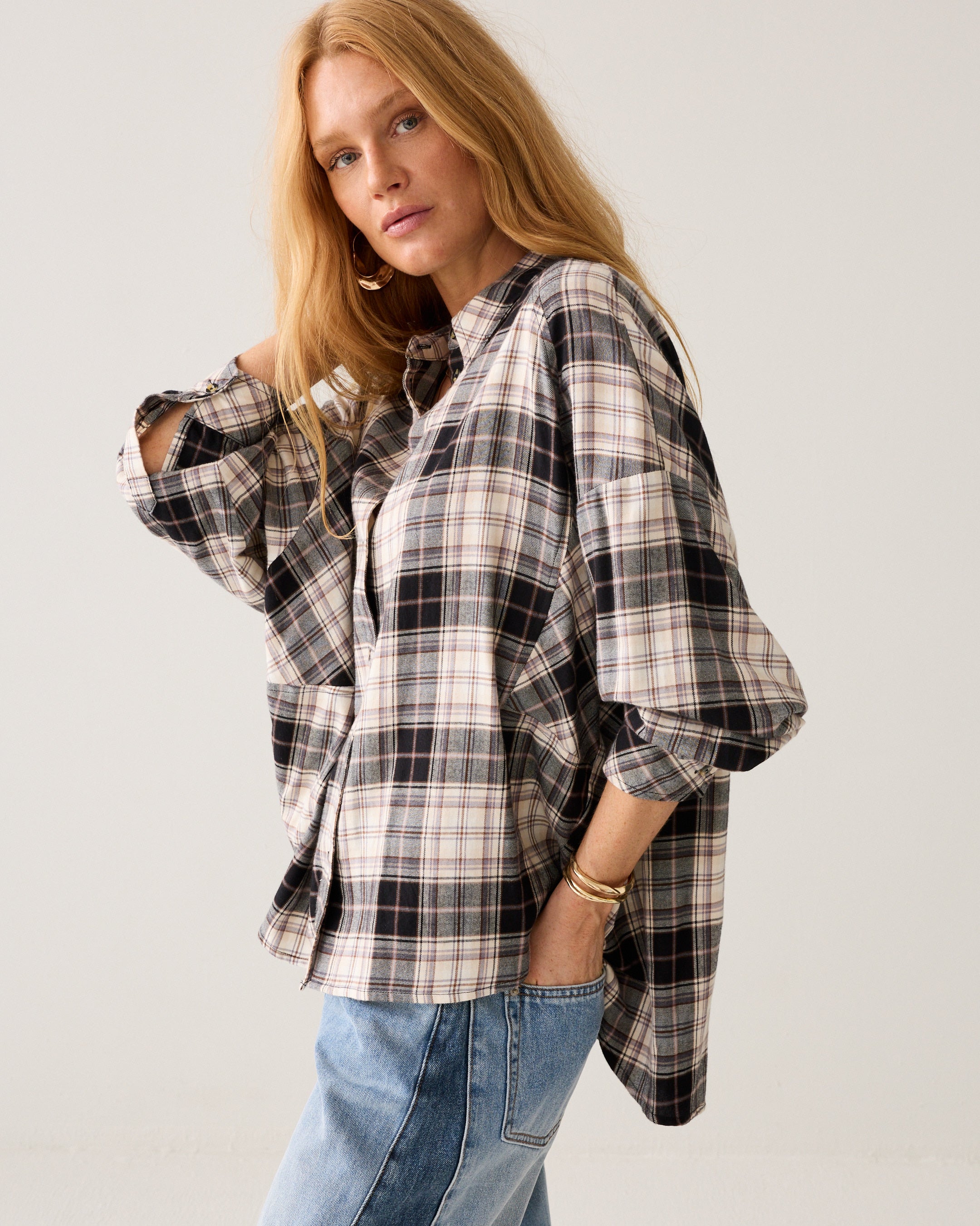 Flanellen ruitjesblouse