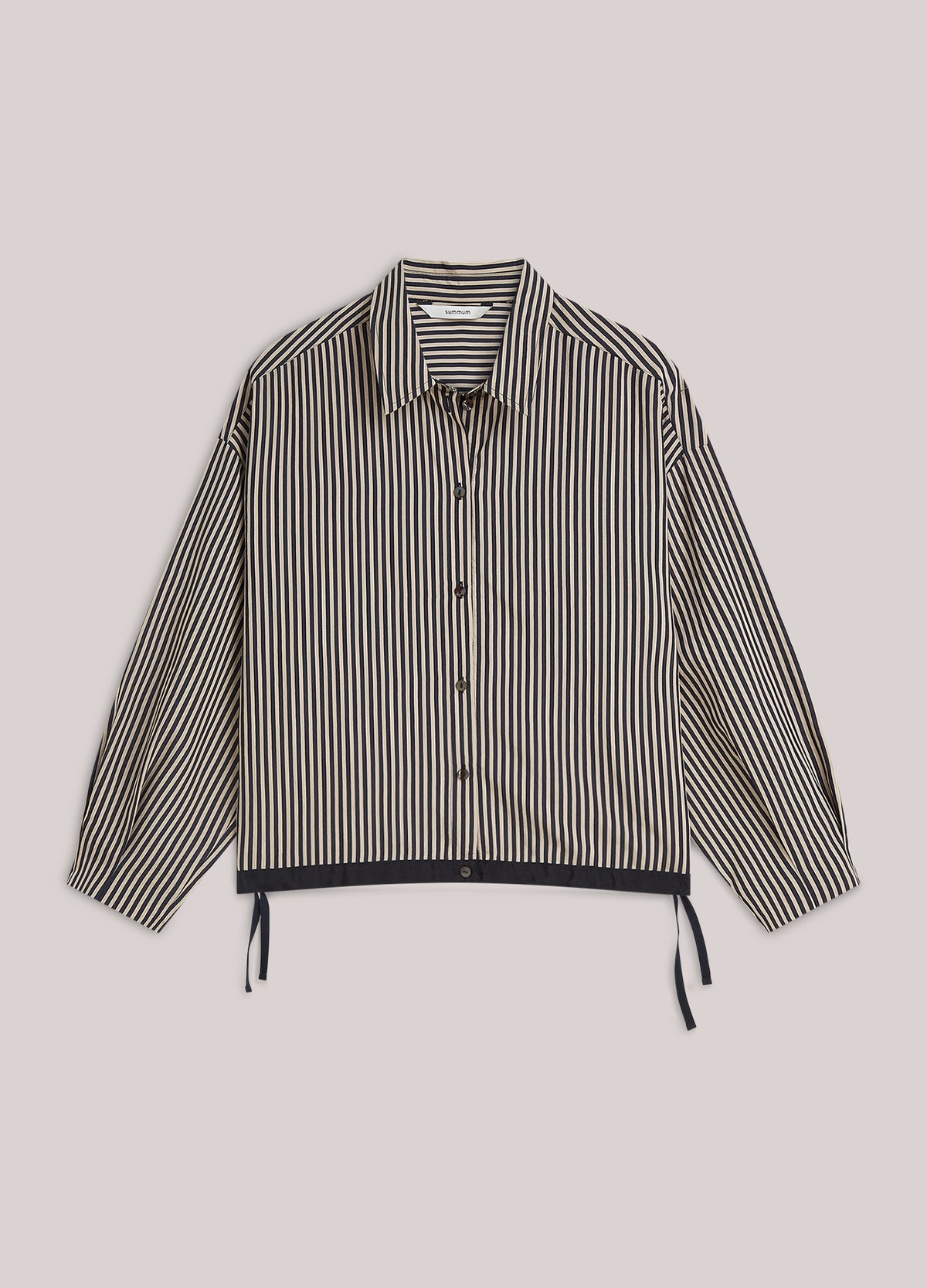 Striped blouse with drawstring