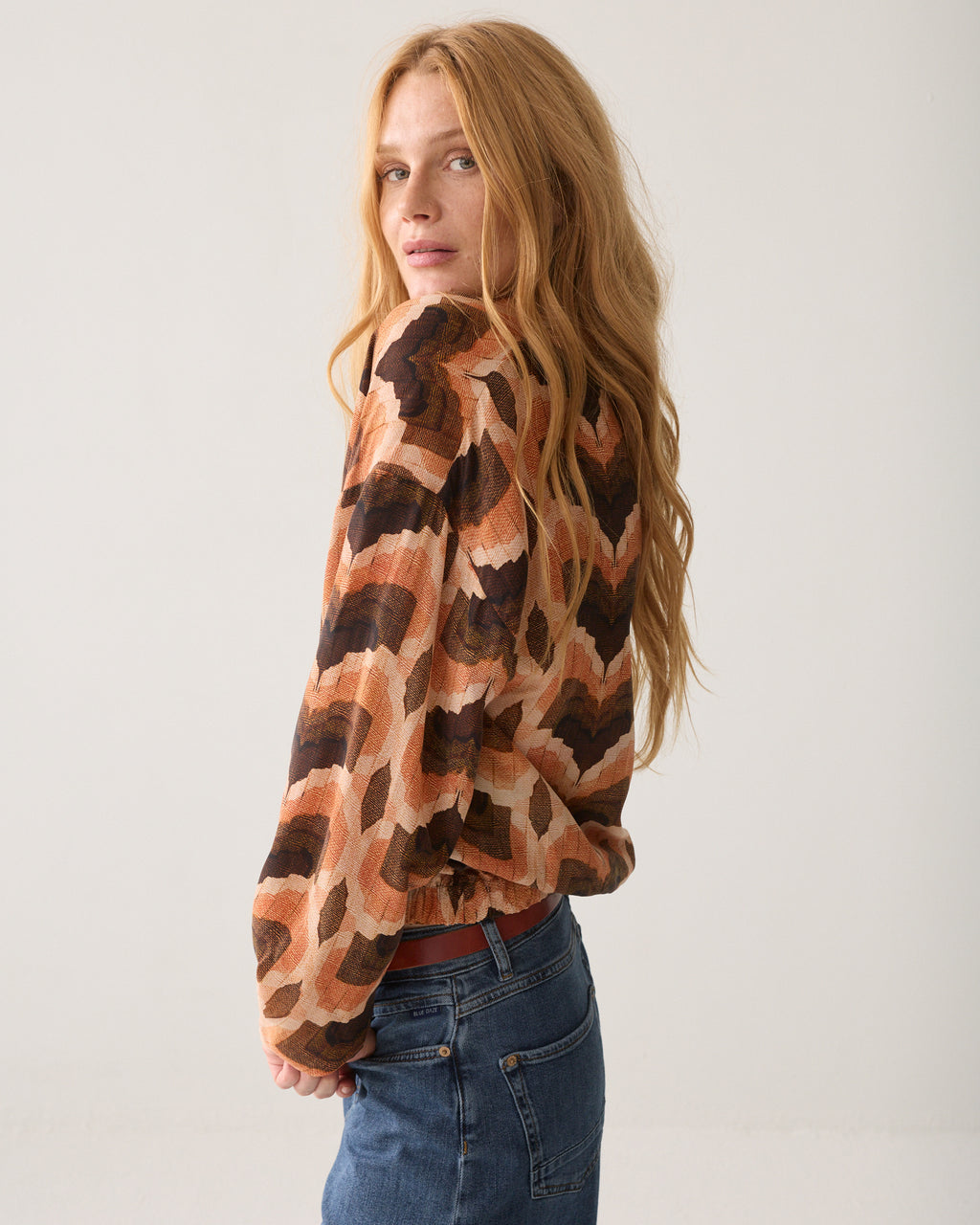 Top with geometric print