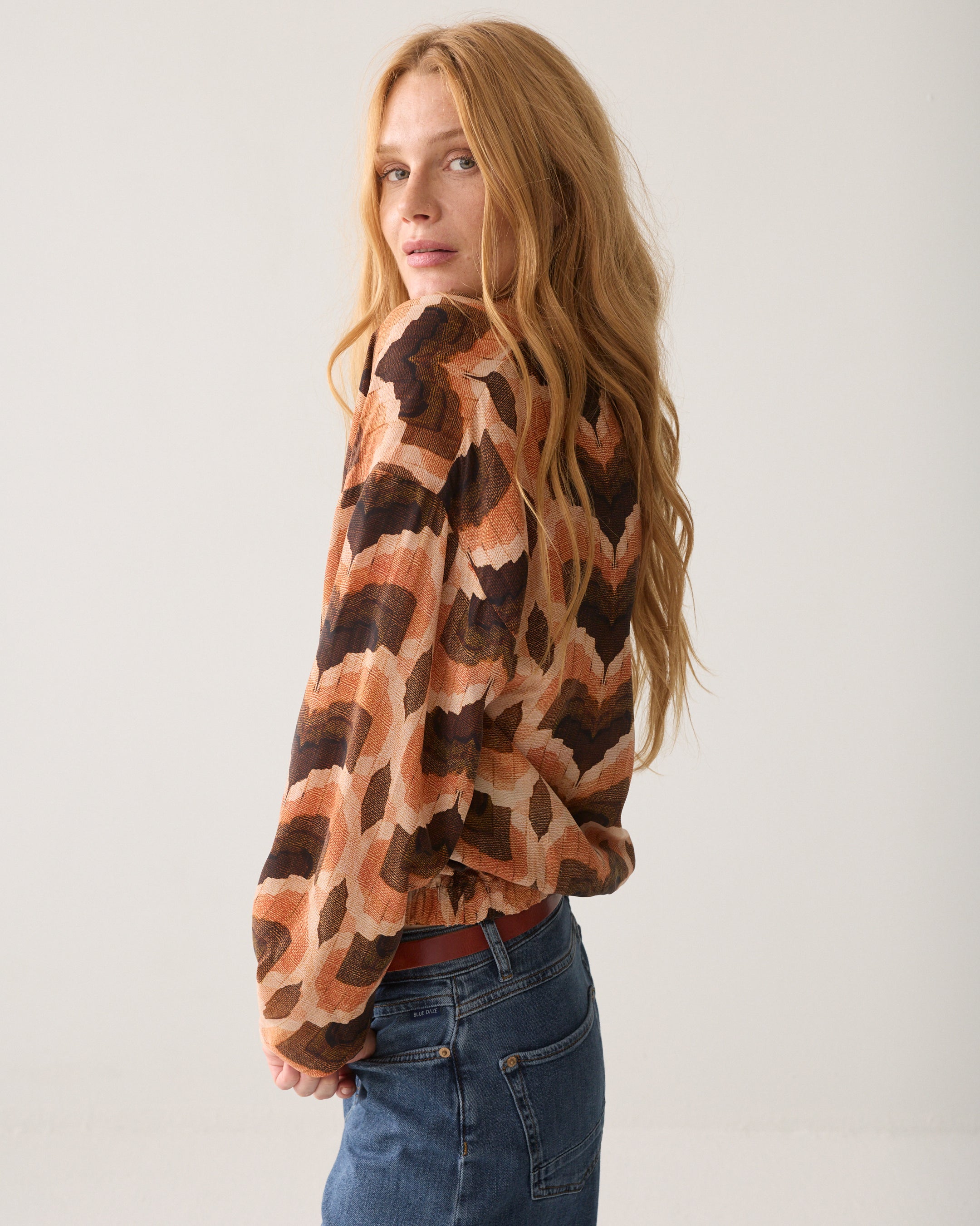 Top with geometric print
