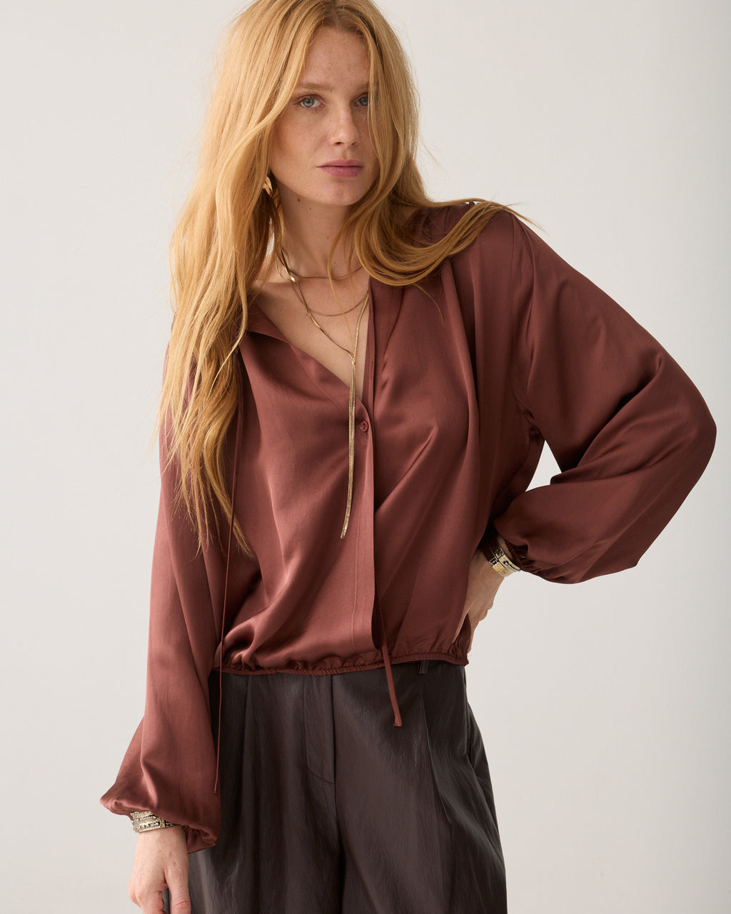 Silky top with bow