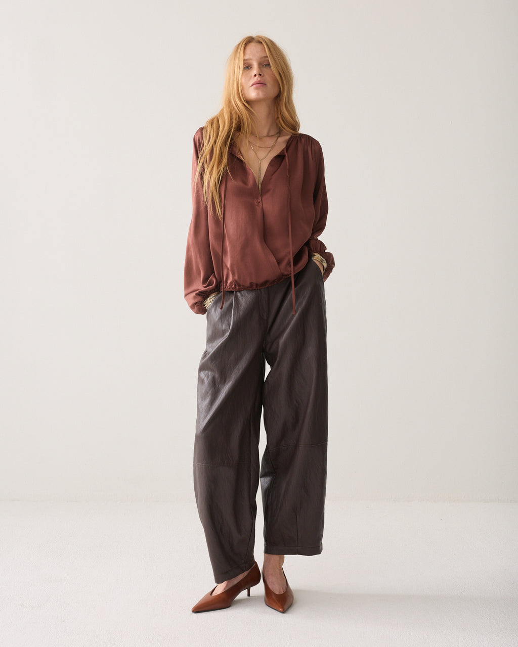 Silky top with bow