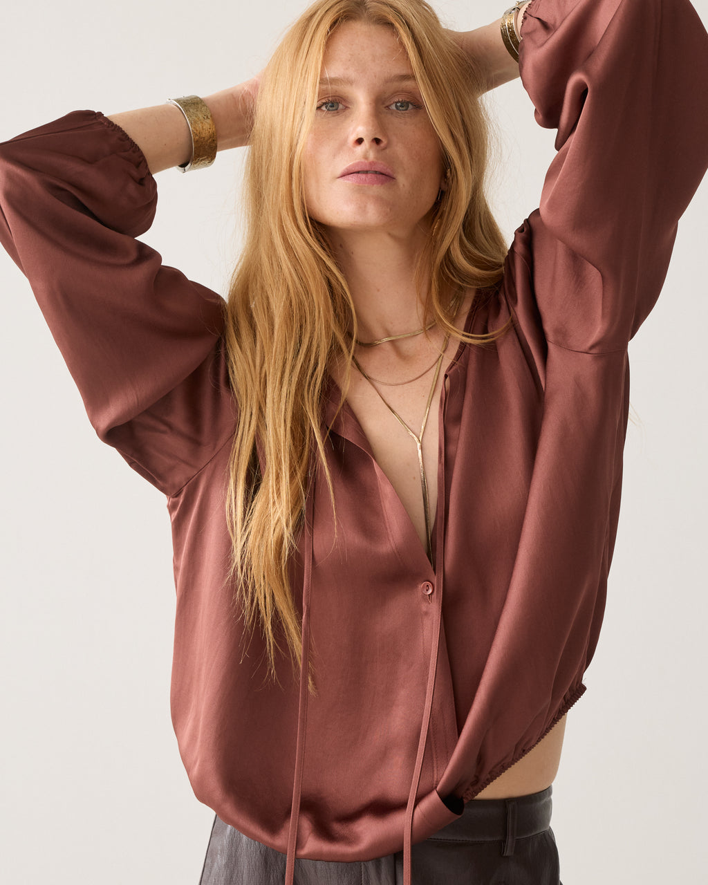 Silky top with bow