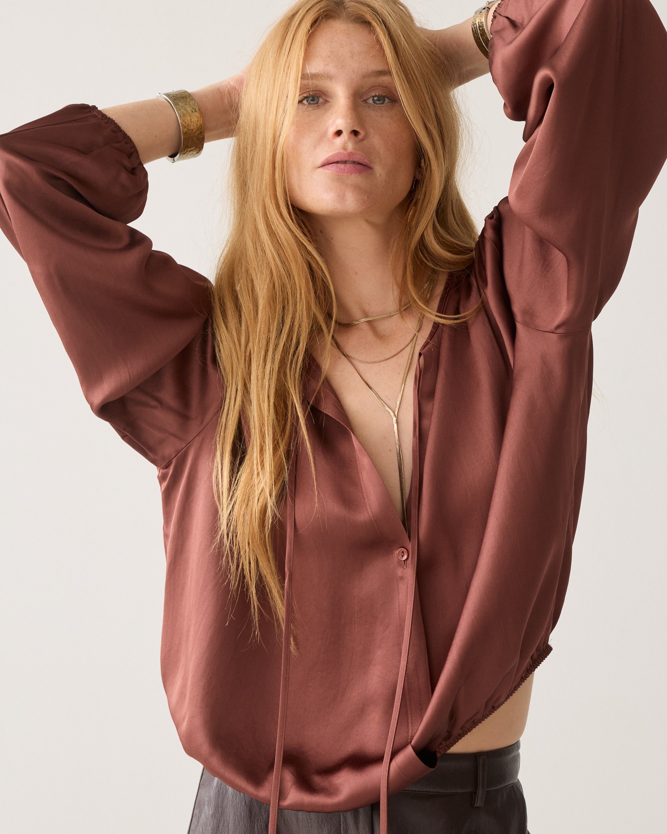 Silky top with bow