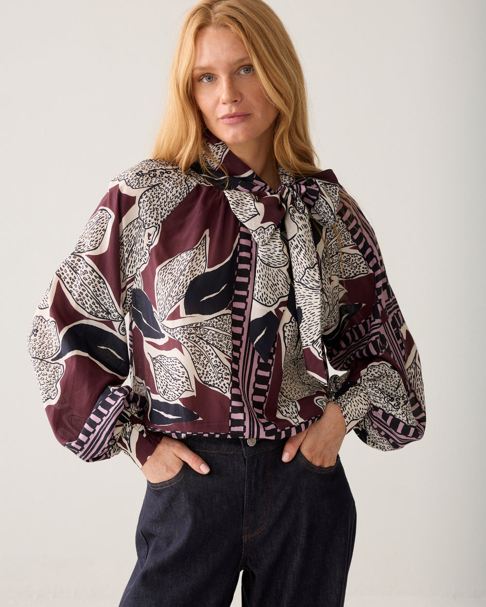 Bow-tie top sjaalprint