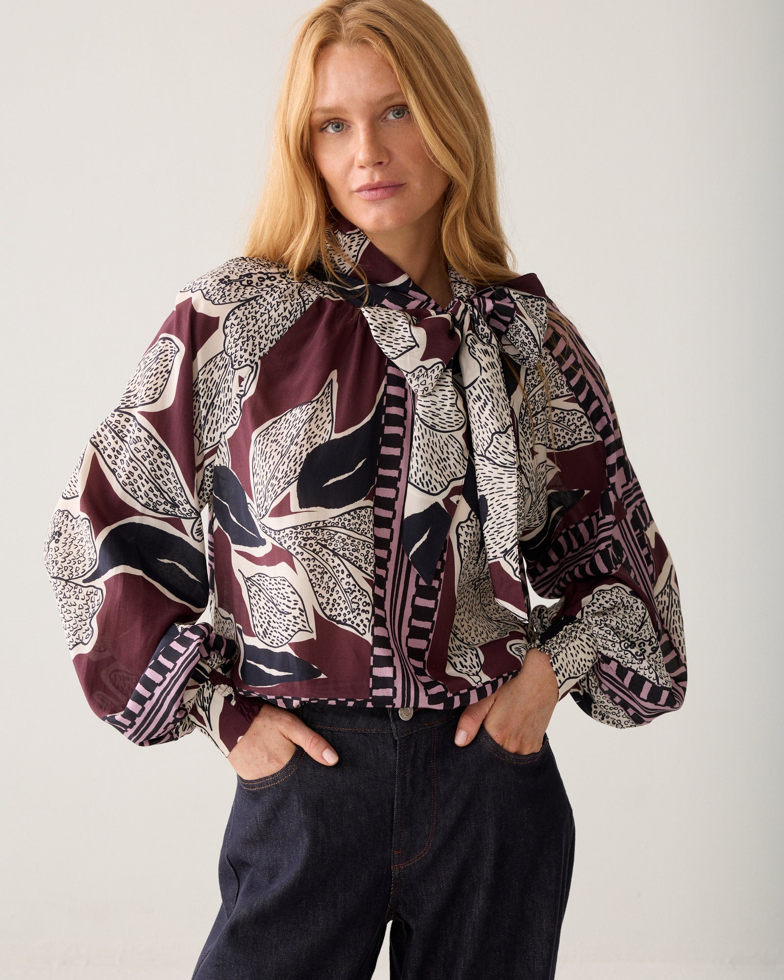 Bow-tie top sjaalprint