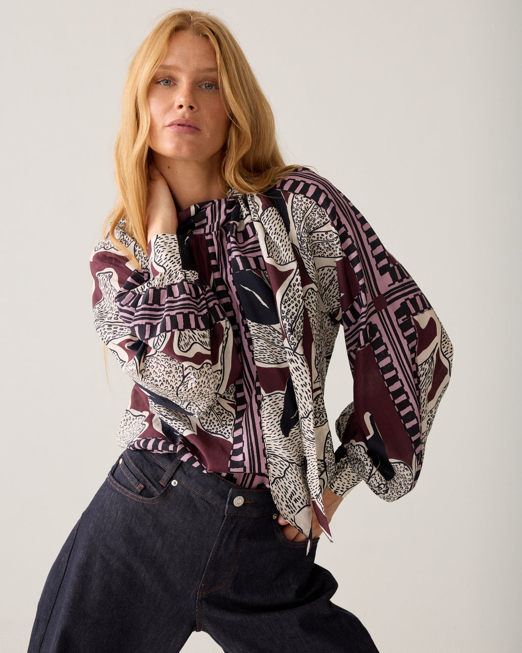 Bow-tie top sjaalprint