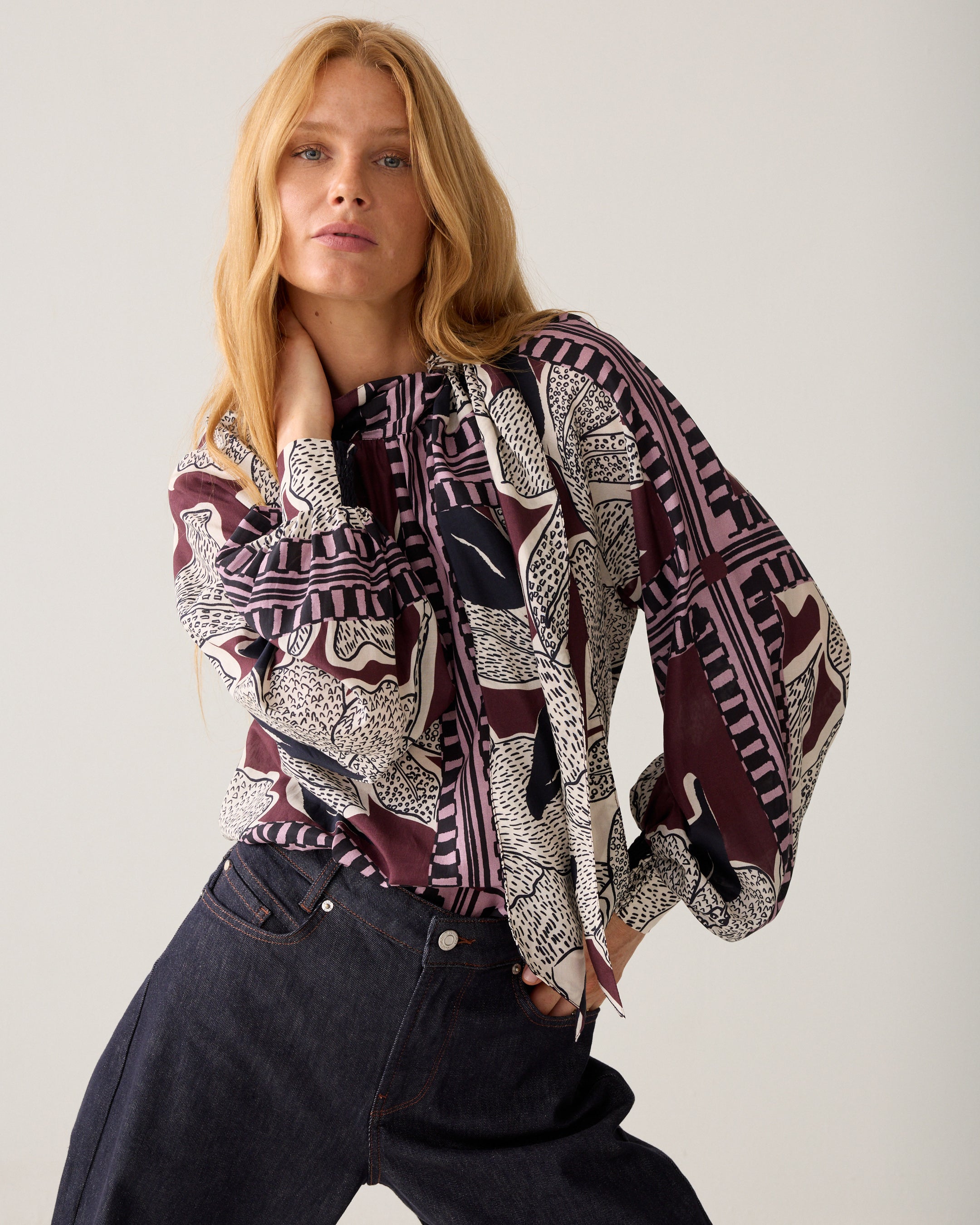 Bow-tie top sjaalprint