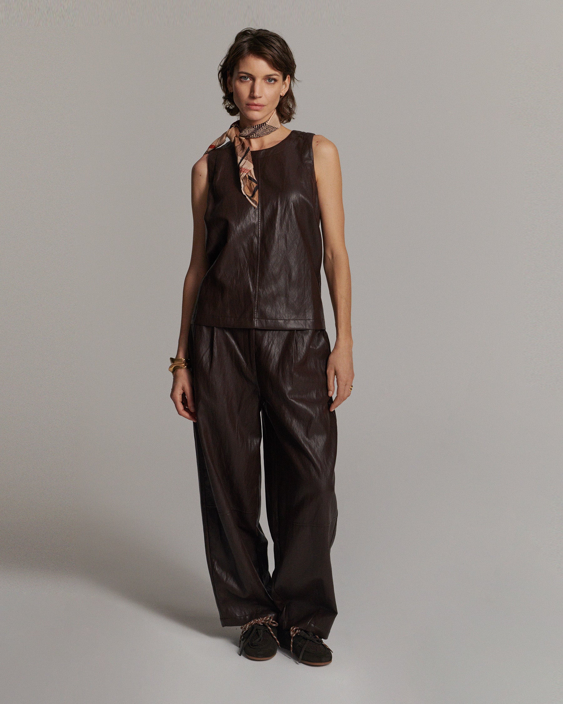 Faux leather top