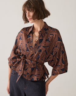 Top with abstract floral print