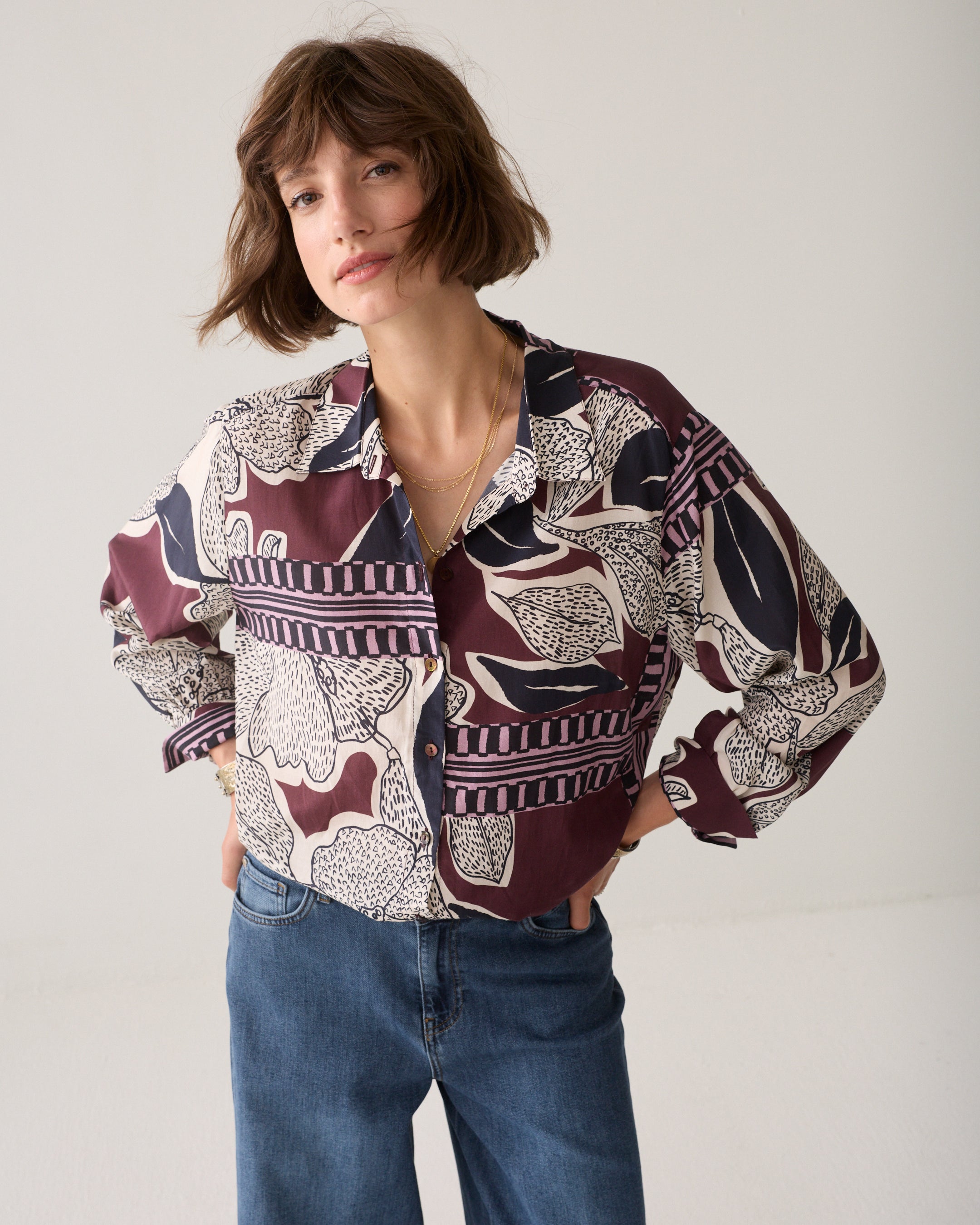 Blouse met sjaalprint