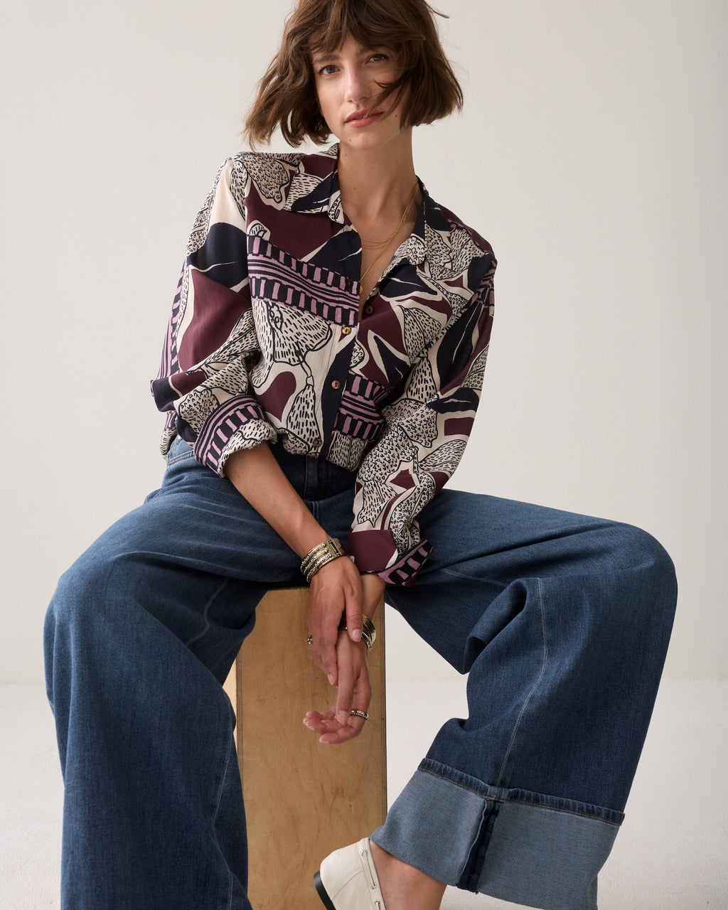 Blouse met sjaalprint