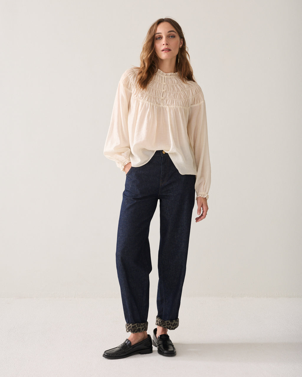Smocked top with ruffles